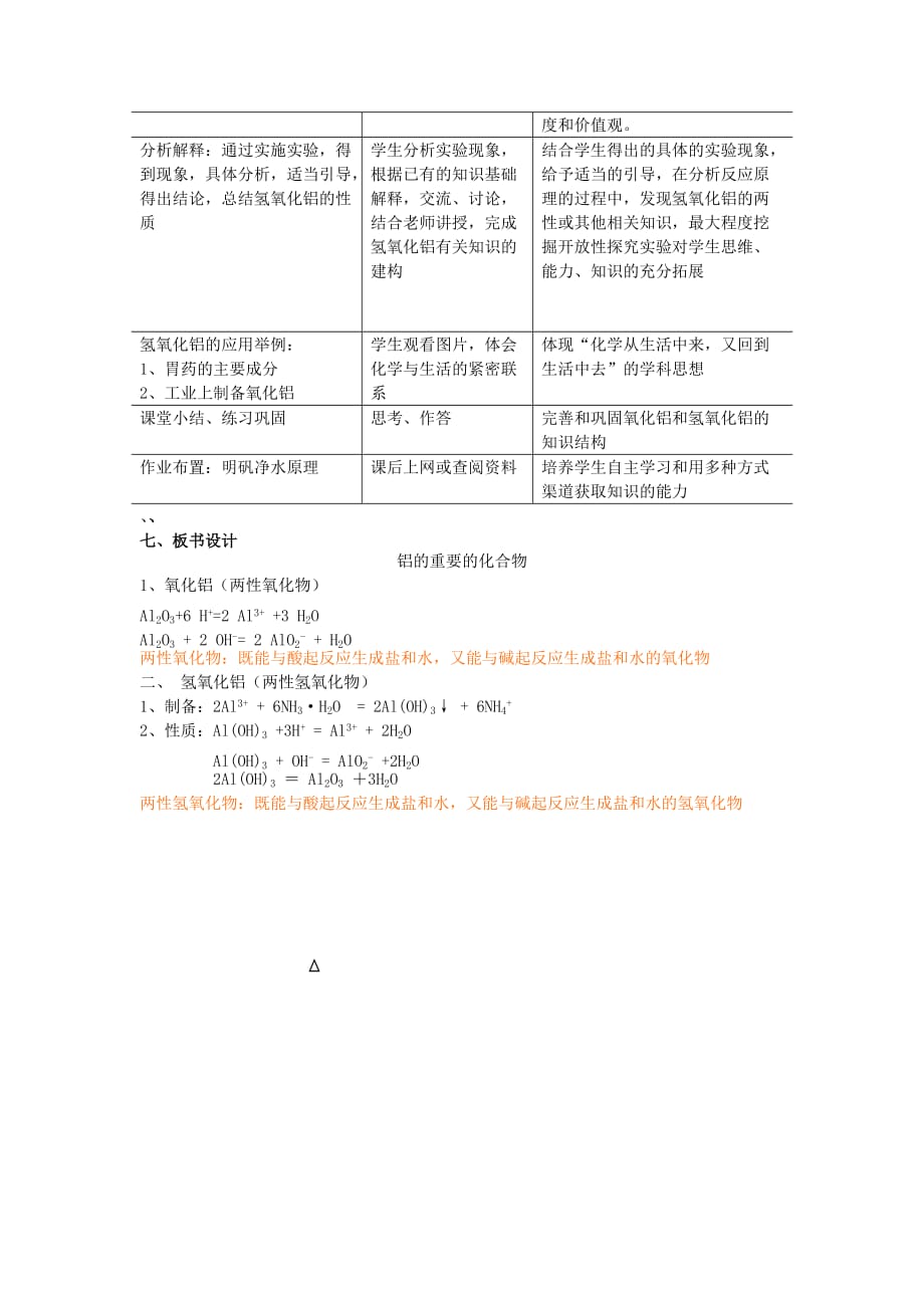 湖南省2020年新宁会议高中化学 铝的重要化合物说课稿 新人教版必修1_第3页