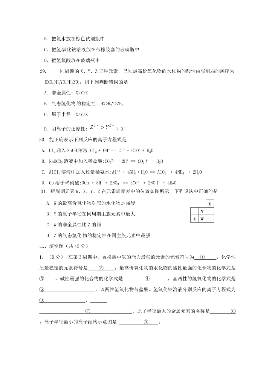 西藏自治区2020学年高一化学下学期期中试题_第2页