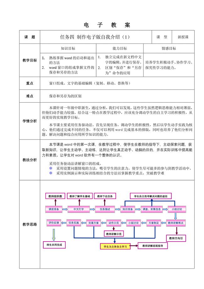 任务4-制作自我介绍——电子教案