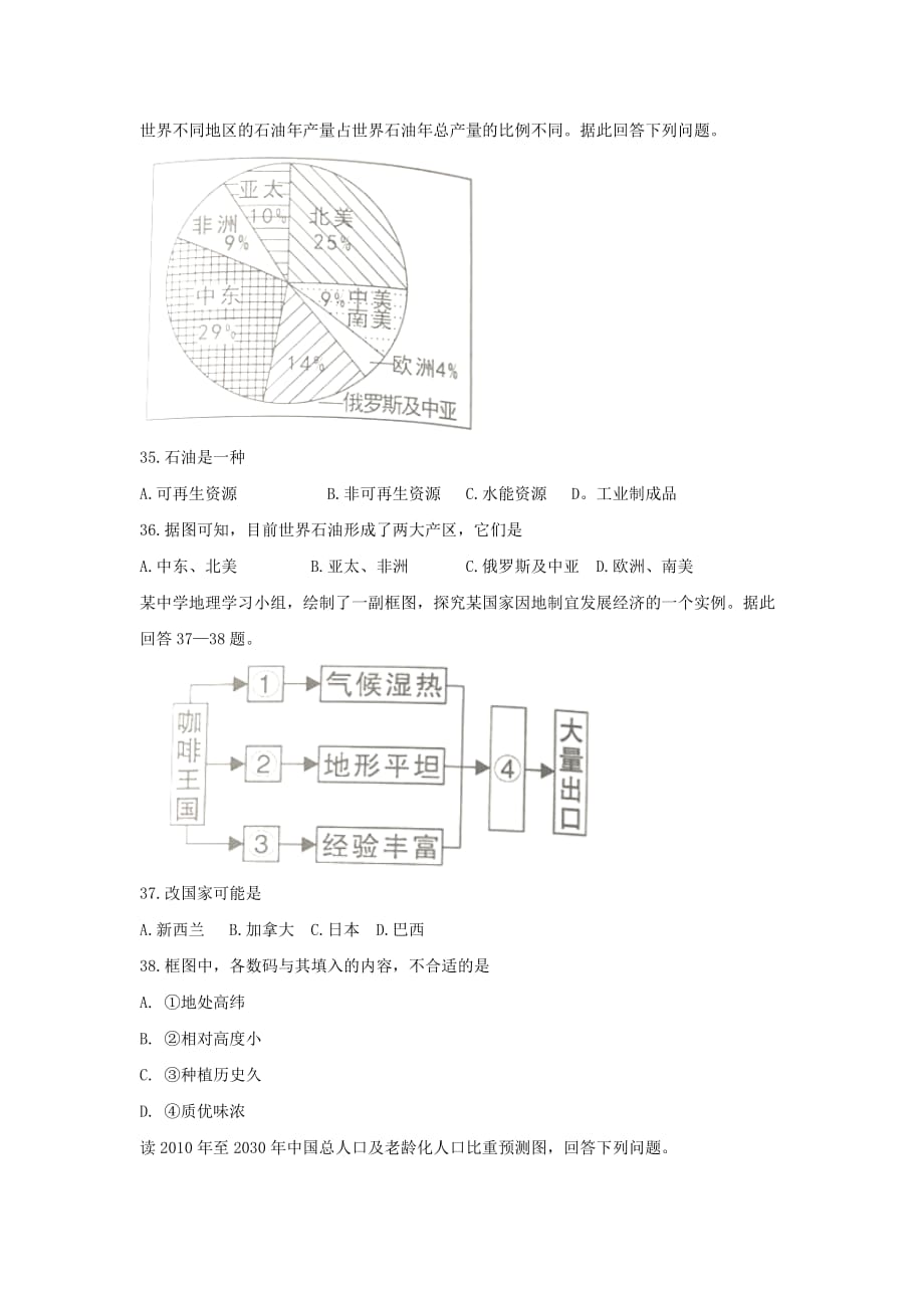 中考真题12：2017年岳阳市初中学地理业水平考试试卷(附答案)_第3页