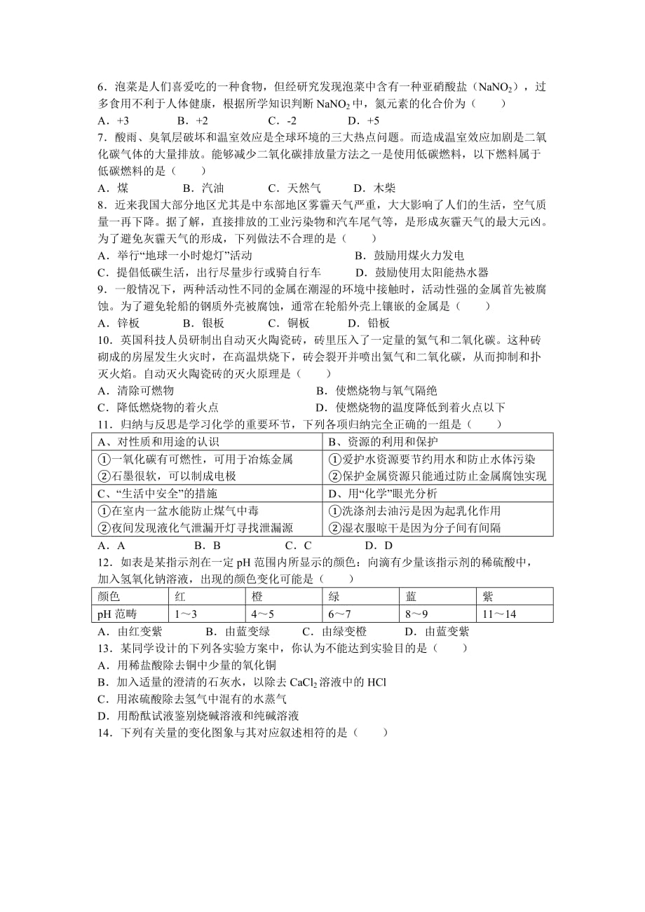 广东中考高分突破化学考前押题卷(三)_第2页