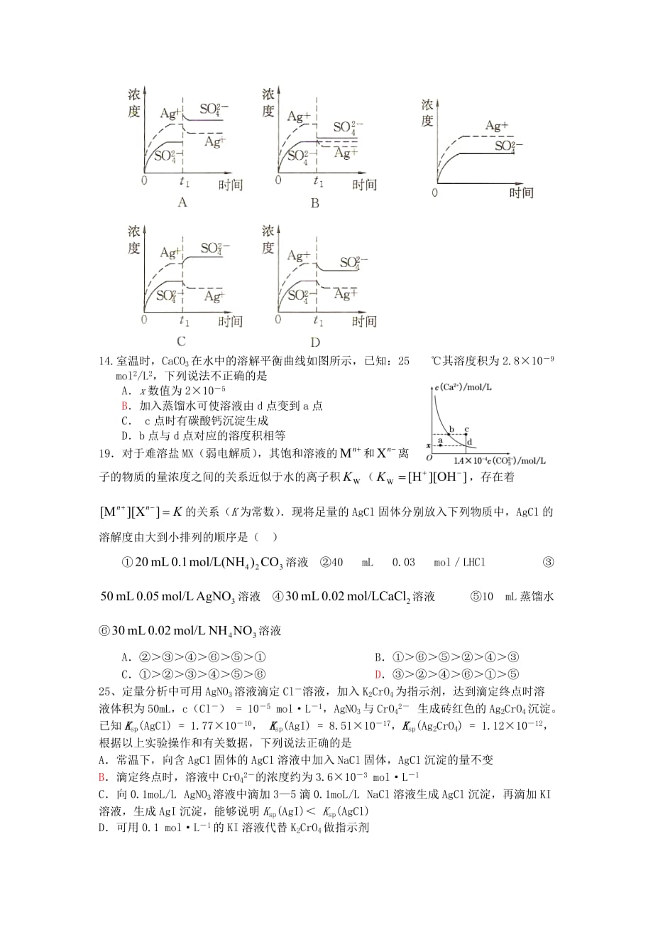 辽宁省沈阳市学校2020届高三化学一轮复习 沉淀溶解平衡练习_第3页