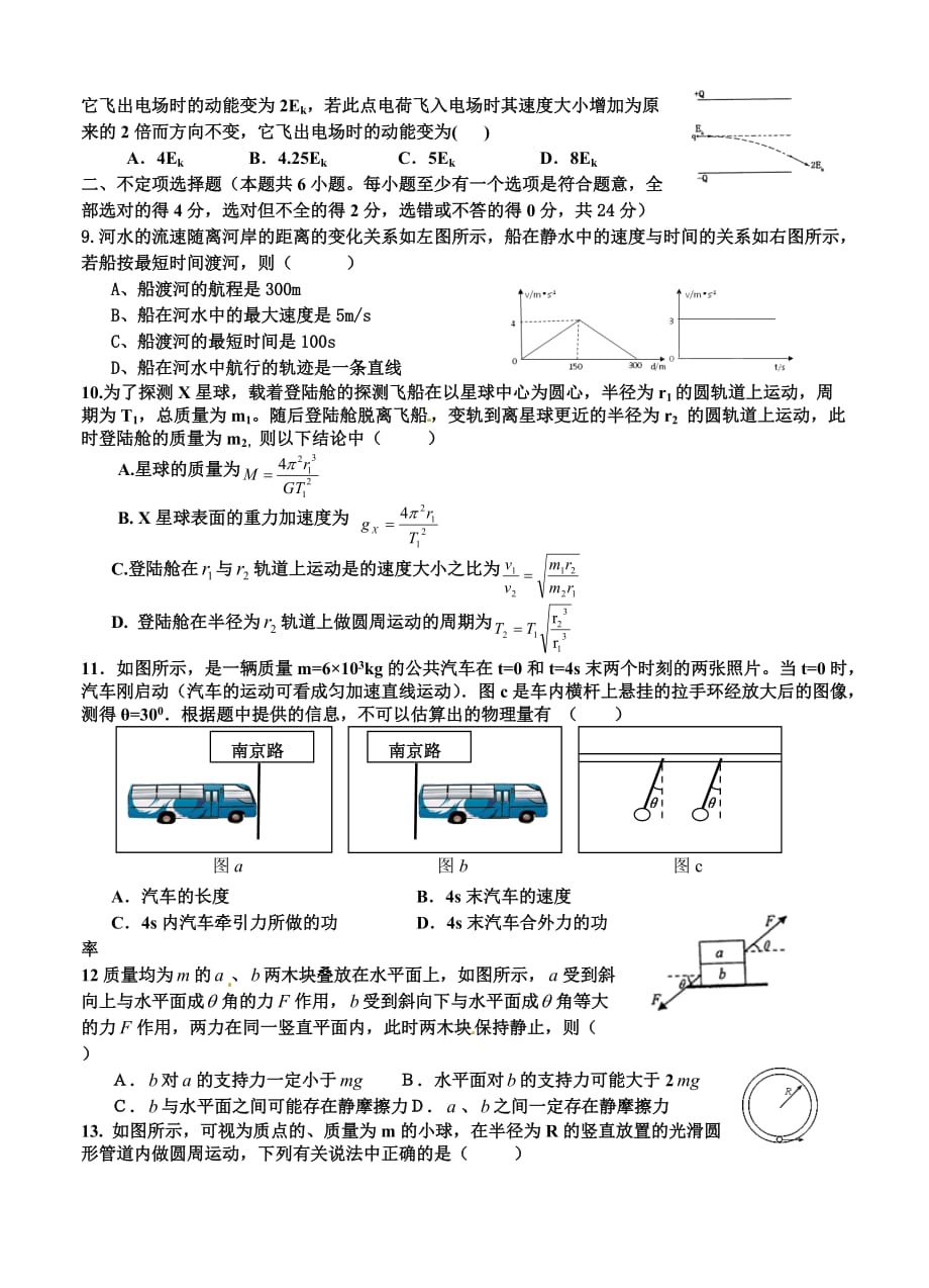 浙江省温州十校联合体2013届高三期中考试物理试题_第2页