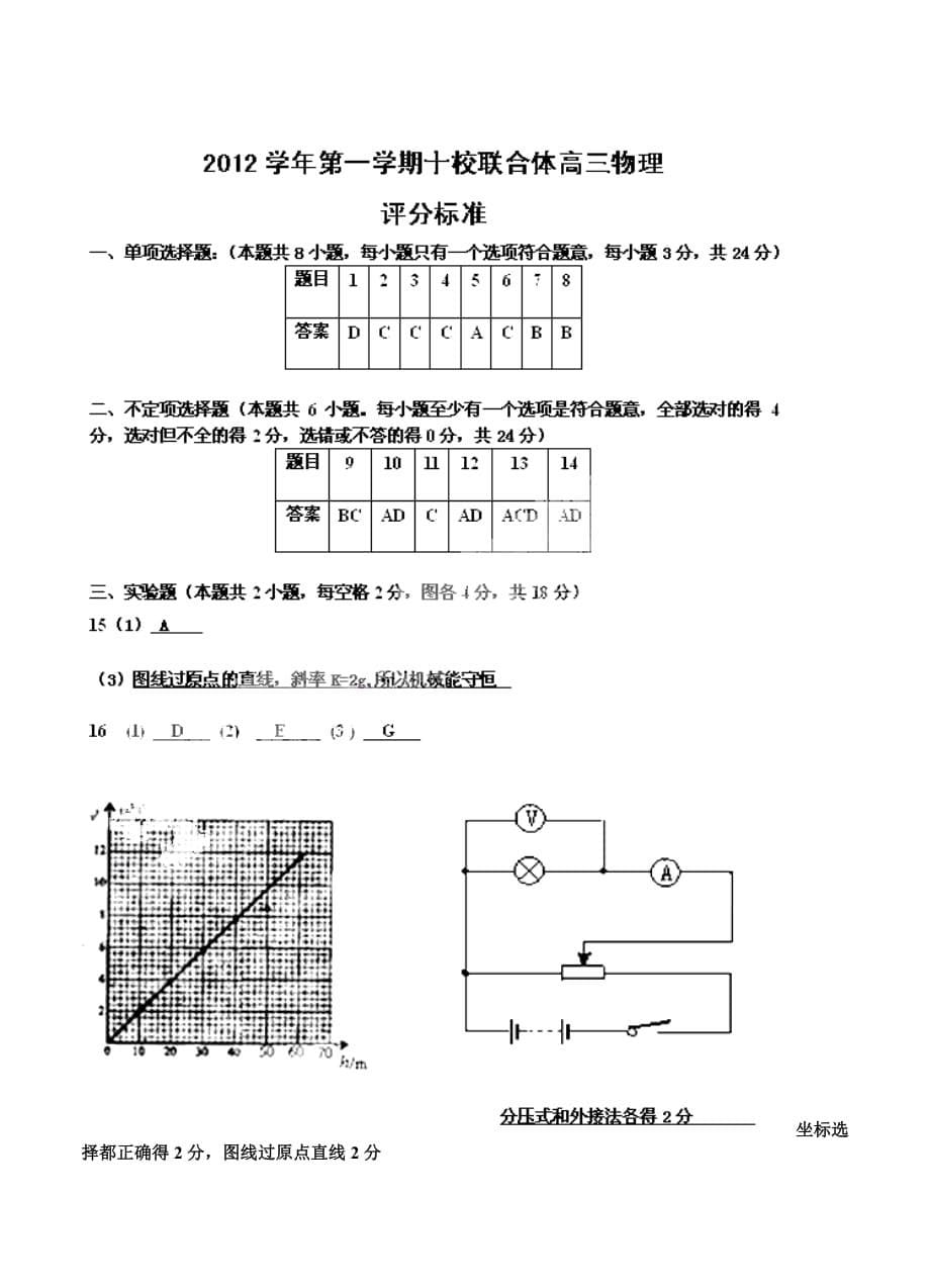 浙江省温州十校联合体2013届高三期中考试物理试题_第5页