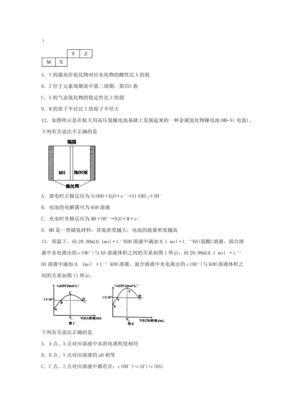 四川省2020届高三化学一诊模拟试题（通用）_第2页