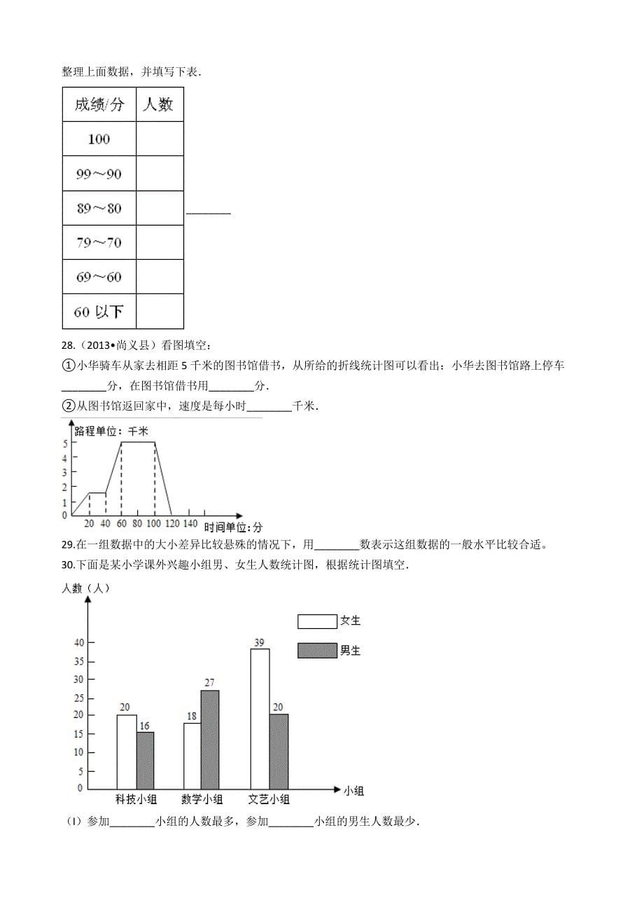 六年级下册数学总复习试题统计与概率专项练三_第5页