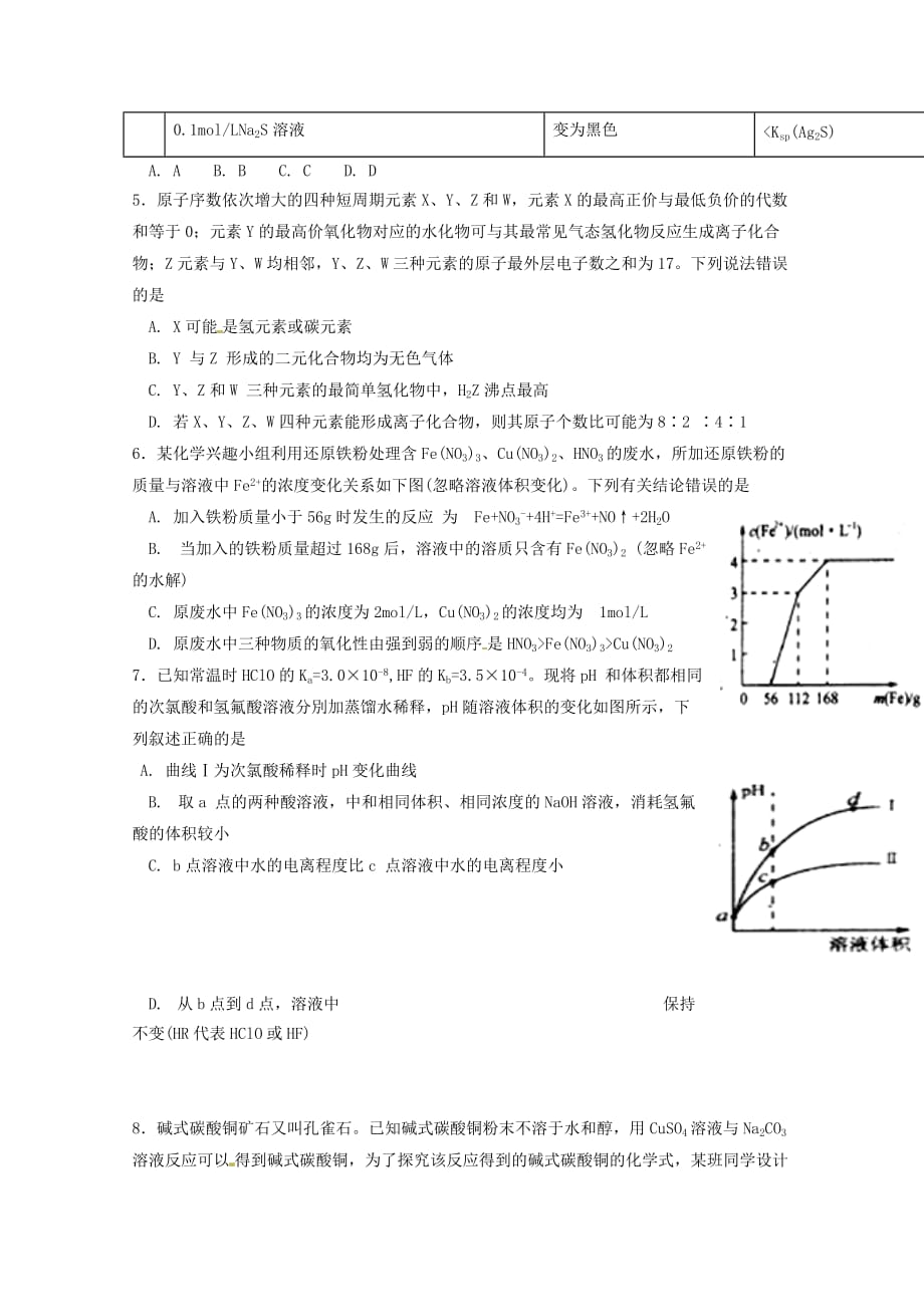 云南省2020学年高二化学下学期周练10（无答案）_第2页