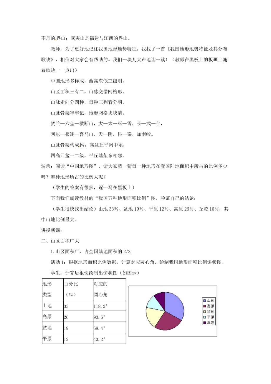 八年级上册地理第2章中国的自然环境第一节 地形和地势第1课时 地形类型多样山区面积广大教案1_第3页