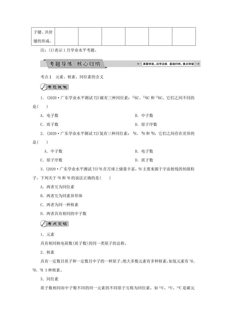 广东省2020年高中化学 专题五 物质结构和元素周期律讲义 新人教版_第3页