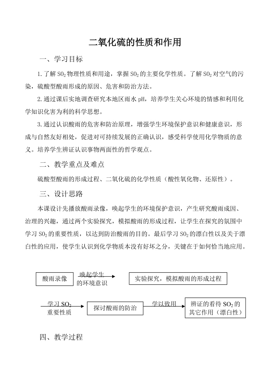 高中化学二氧化硫的性质和作用苏教版必修一_第1页