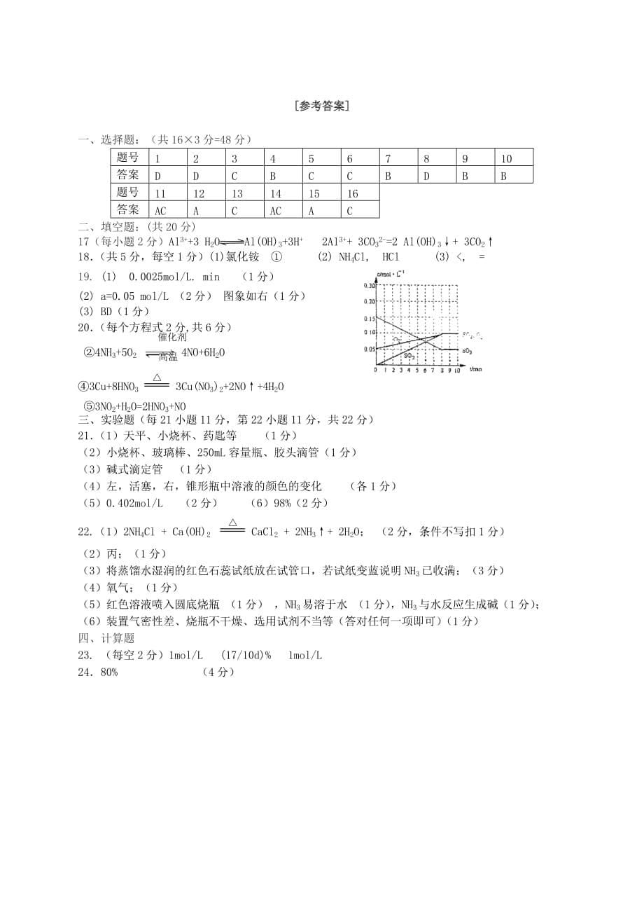 南昌市铁路一中2020学年度第一学期高二化学期中考试卷理科_第5页