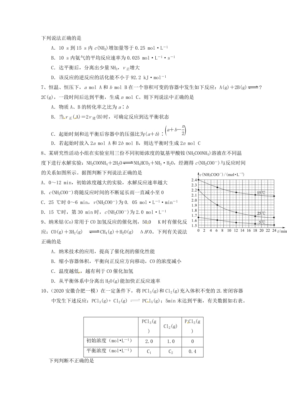 云南省2020学年高二化学下学期周练1（无答案）_第2页