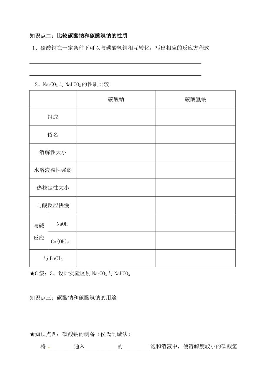 江苏省高邮市送桥中学高中化学 专题2 第二单元 第1课时 物质的分类和转化碳酸钠的性质与应用学案（无答案）苏教版选修5_第2页