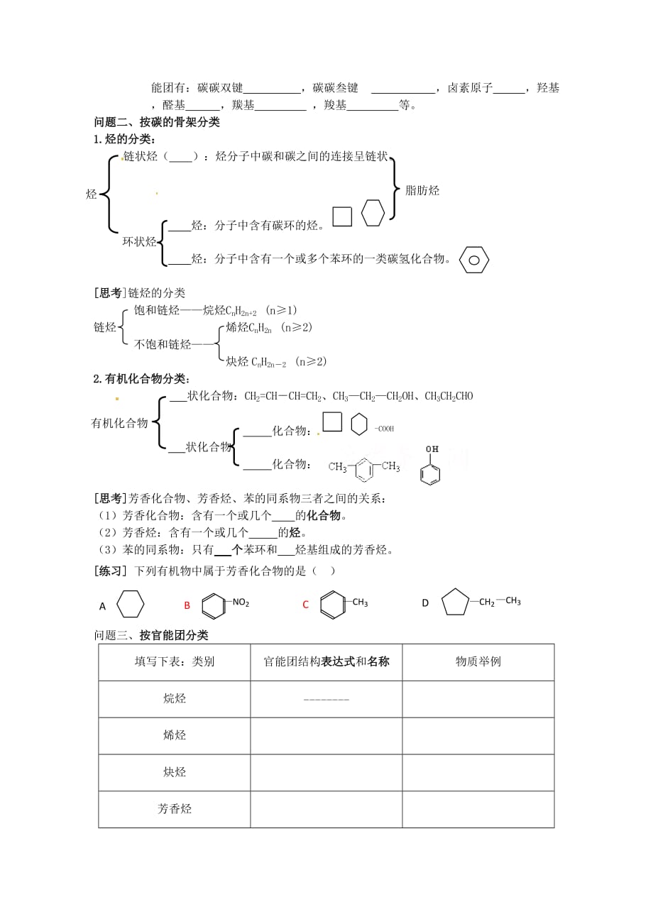 云南省保山曙光学校高二化学《11有机化合物的分类》教学设计_第2页