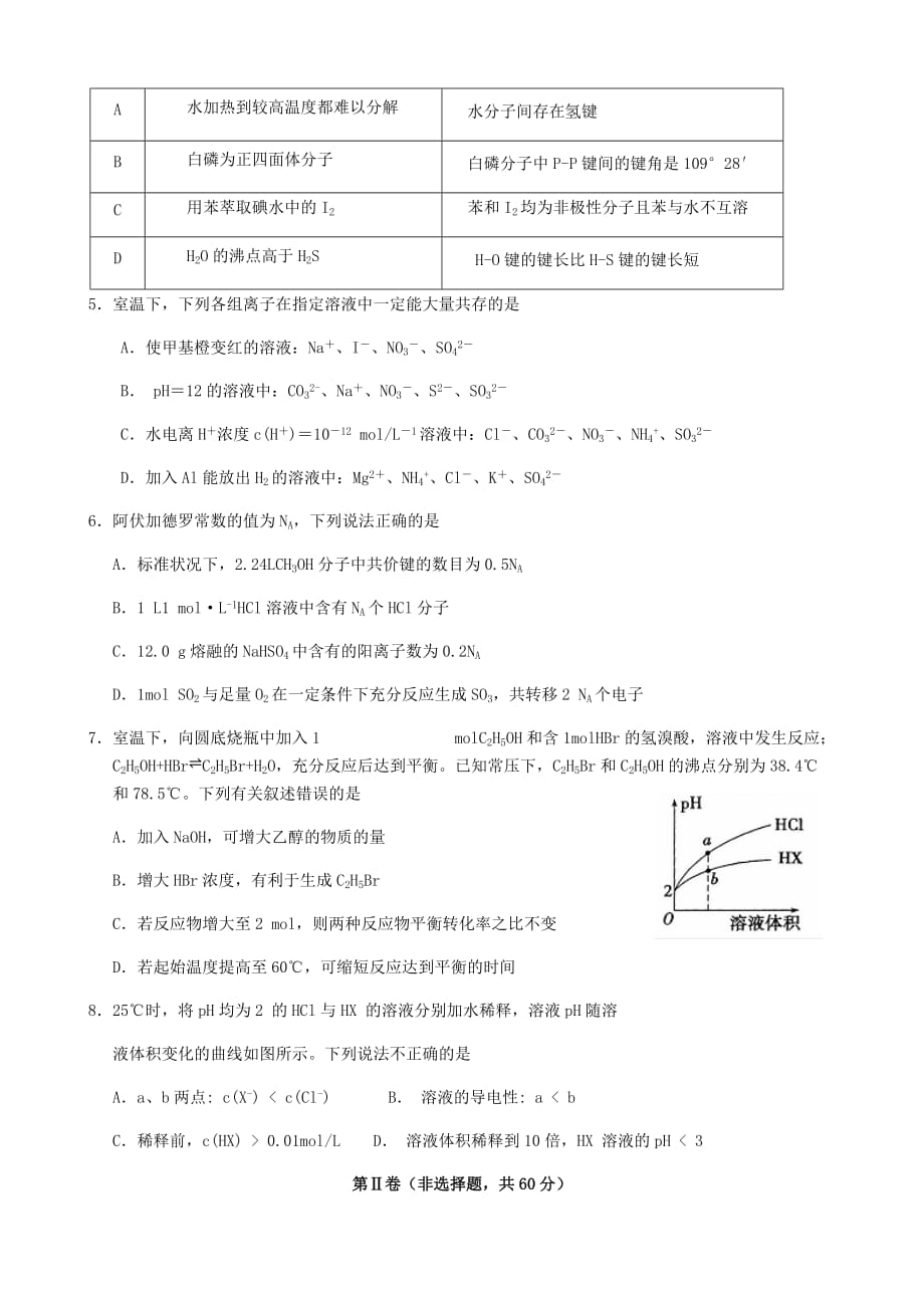 四川省绵阳南山中学2020学年高二化学下学期入学考试试题_第2页