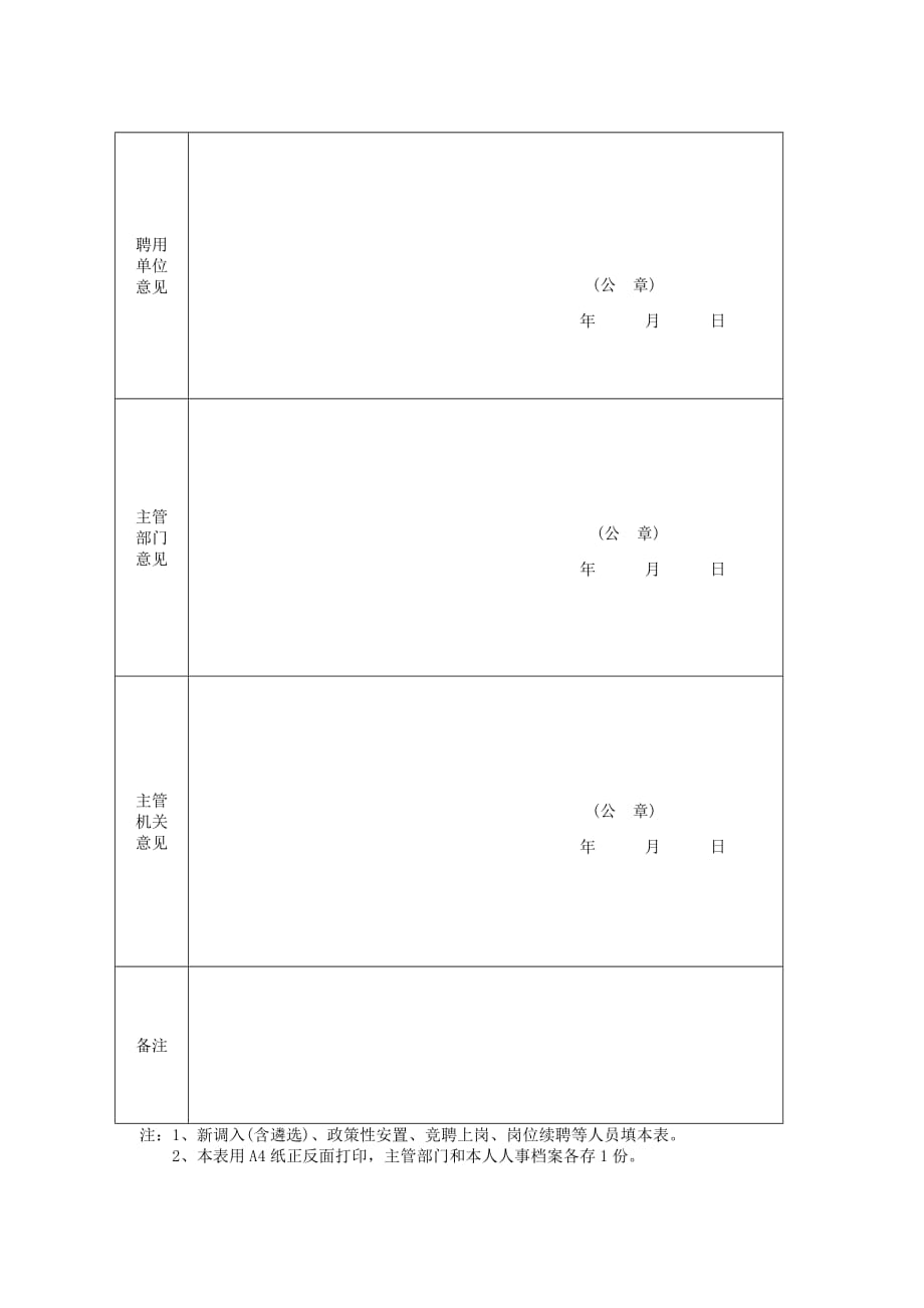 事业单位岗位聘用备案表_第2页