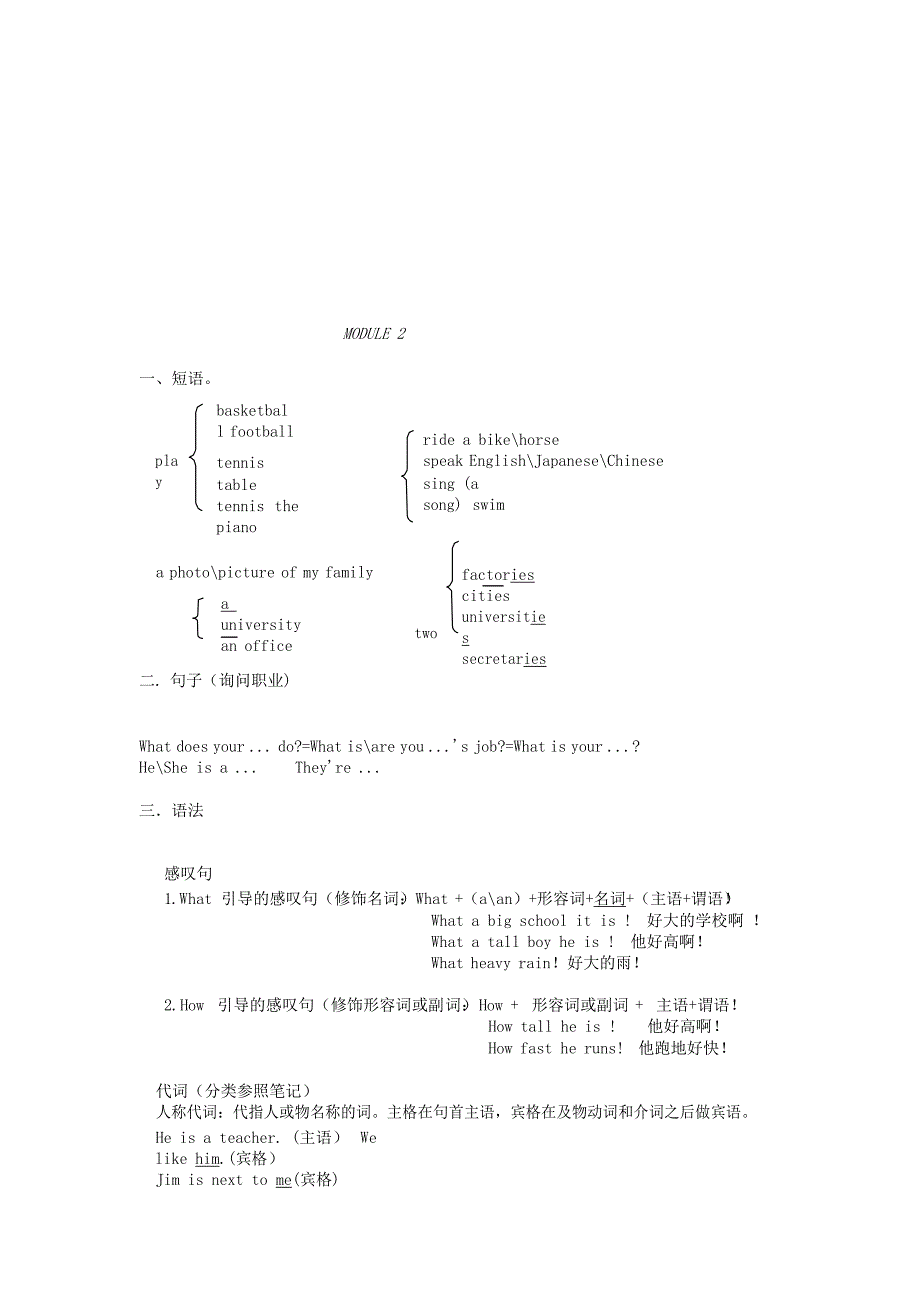 2020年秋七年级英语上册 基础知识点归纳素材 （新版）外研版_第2页