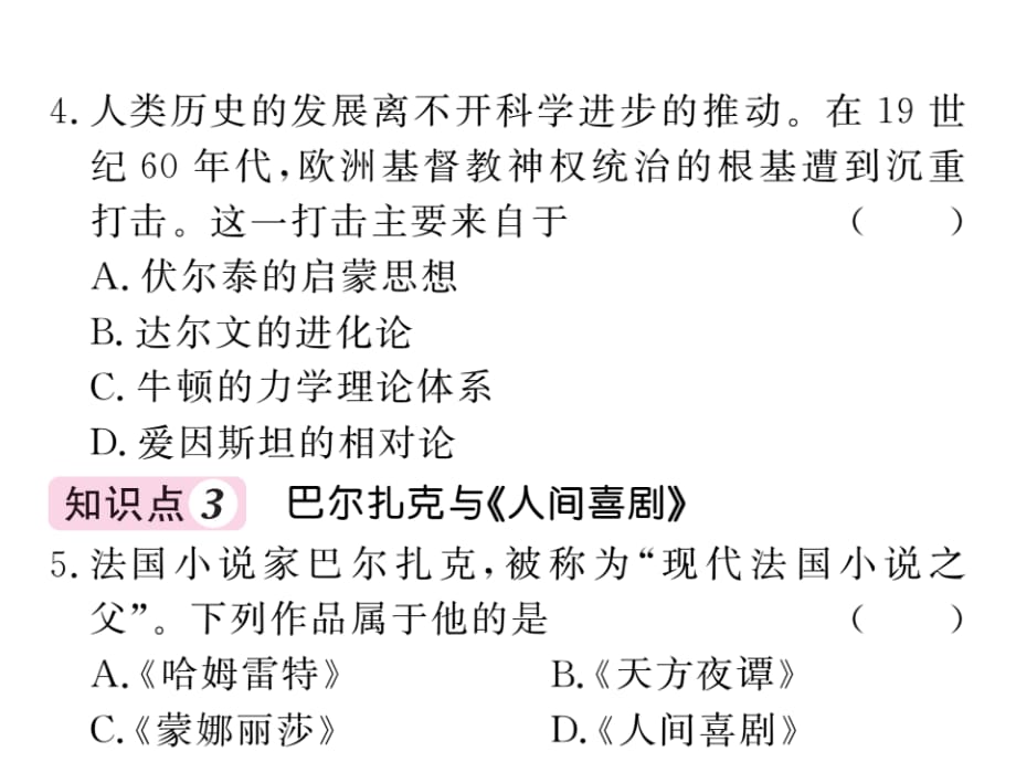 岳麓版历史九年级上册第24课《近代科学与文化》PPT导学课件_第5页