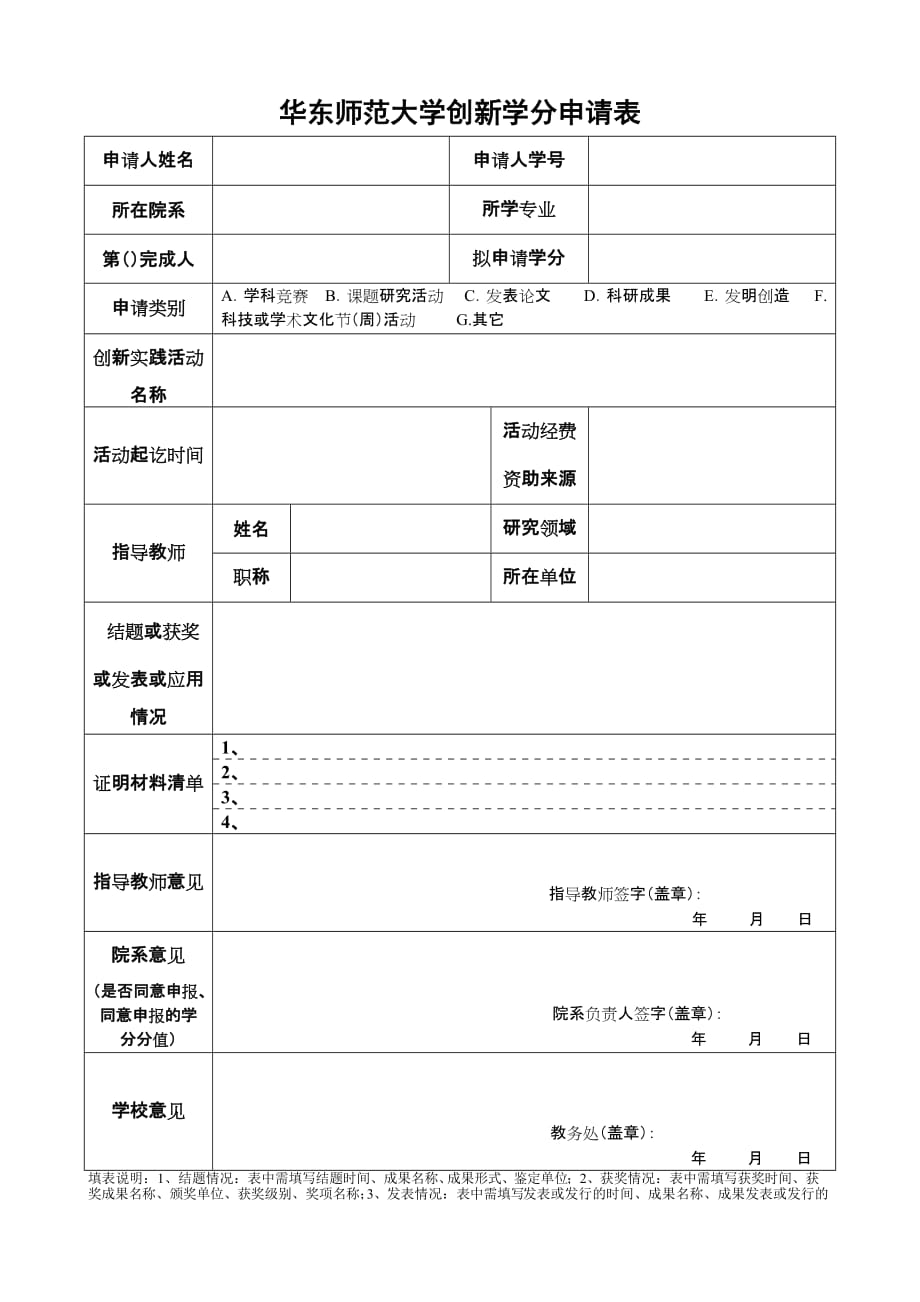 华东师范大学创新学分申请表_第1页