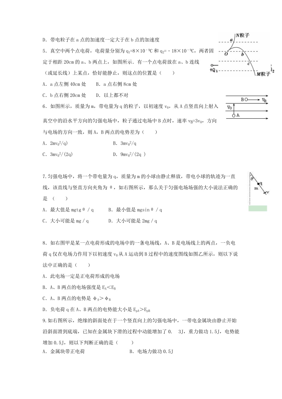 山东省青岛市黄岛区高二上学期第一次月考物理试题 Word版含答案_第2页