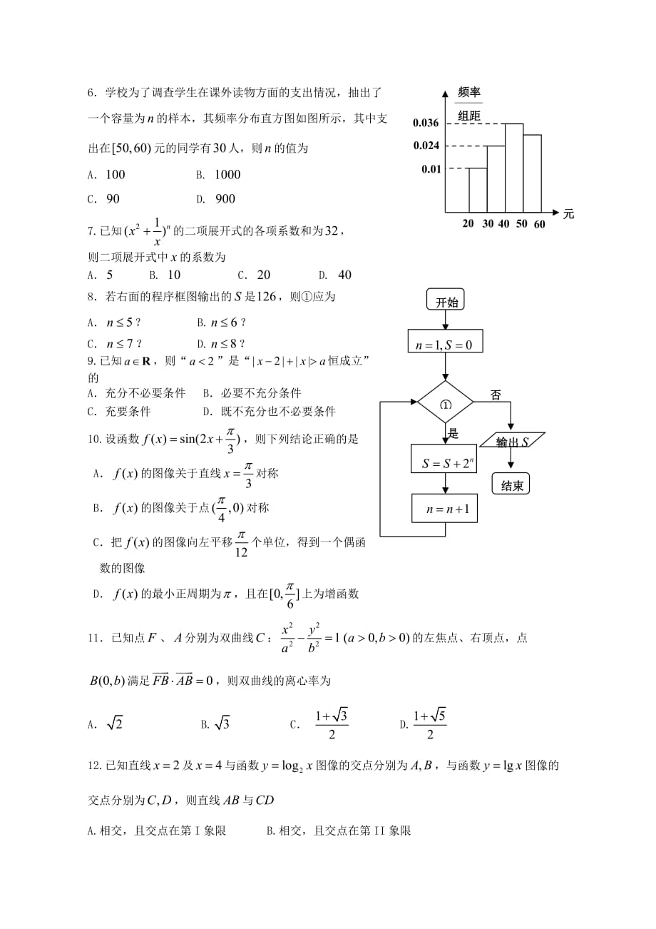 山东省青岛市高三教学统一质量检测数学理_第2页