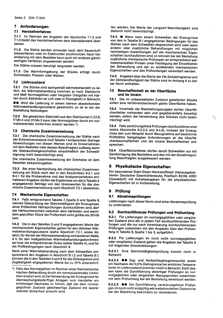 DIN 17243-1987 规定高温性能的压力容器用热轧可焊钢棒[摘录]_第2页