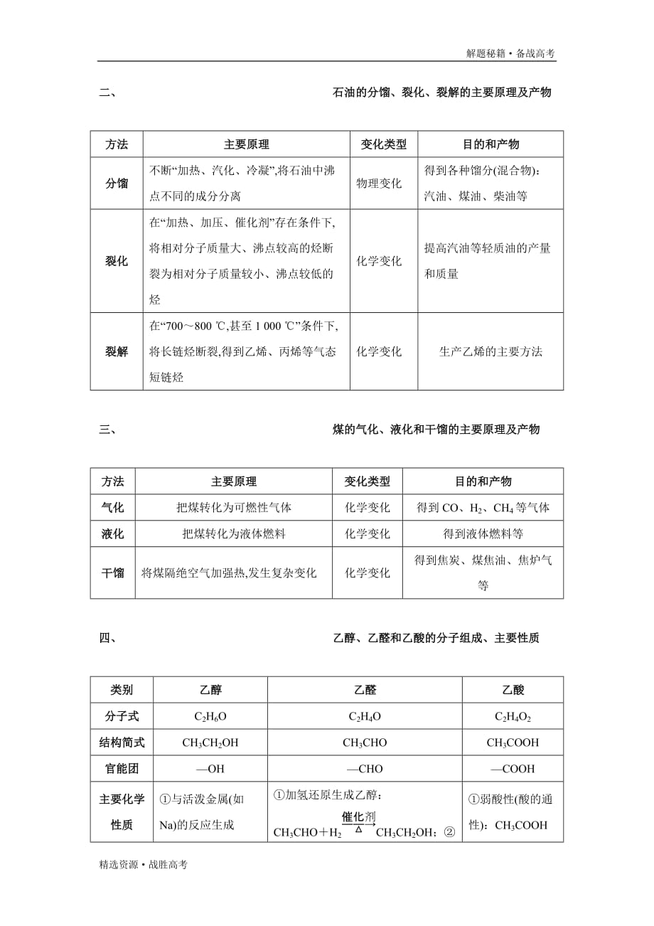 2020年高考化学必背知识：常见有机物结构和性质[解题秘籍]_第2页