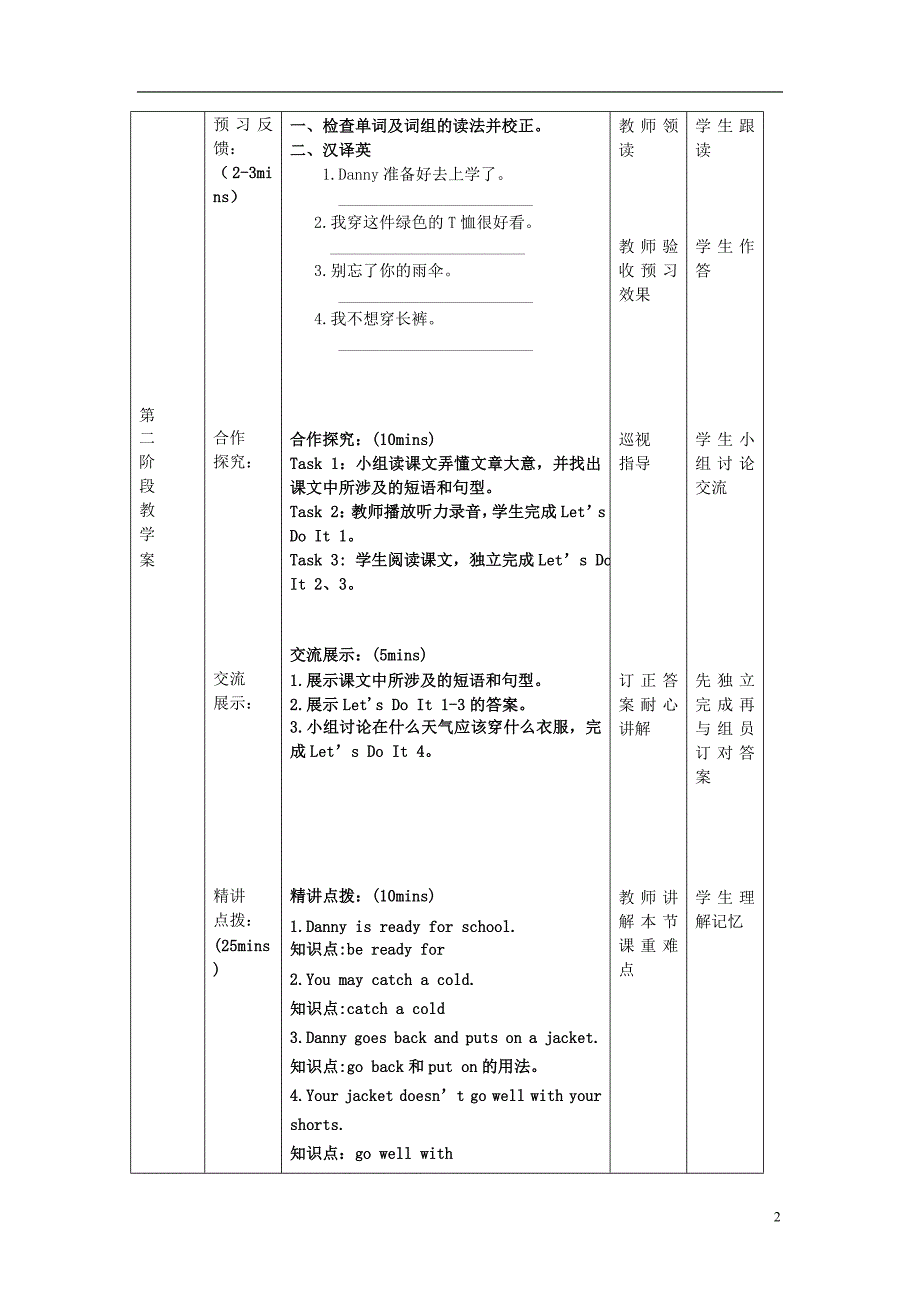 七级英语上册Unit2Lesson10ClothesforaColdDay导学案新冀教.doc_第2页