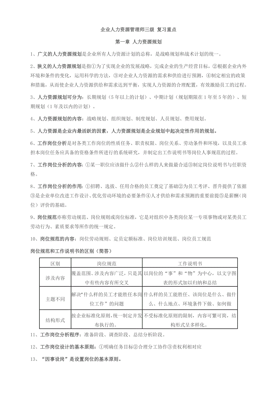 2013年5月人力资源管理师三级老师画的考点_第1页