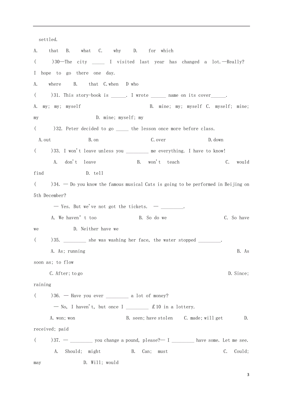 吉林长春朝阳区八级英语月考小班人教新目标.doc_第3页