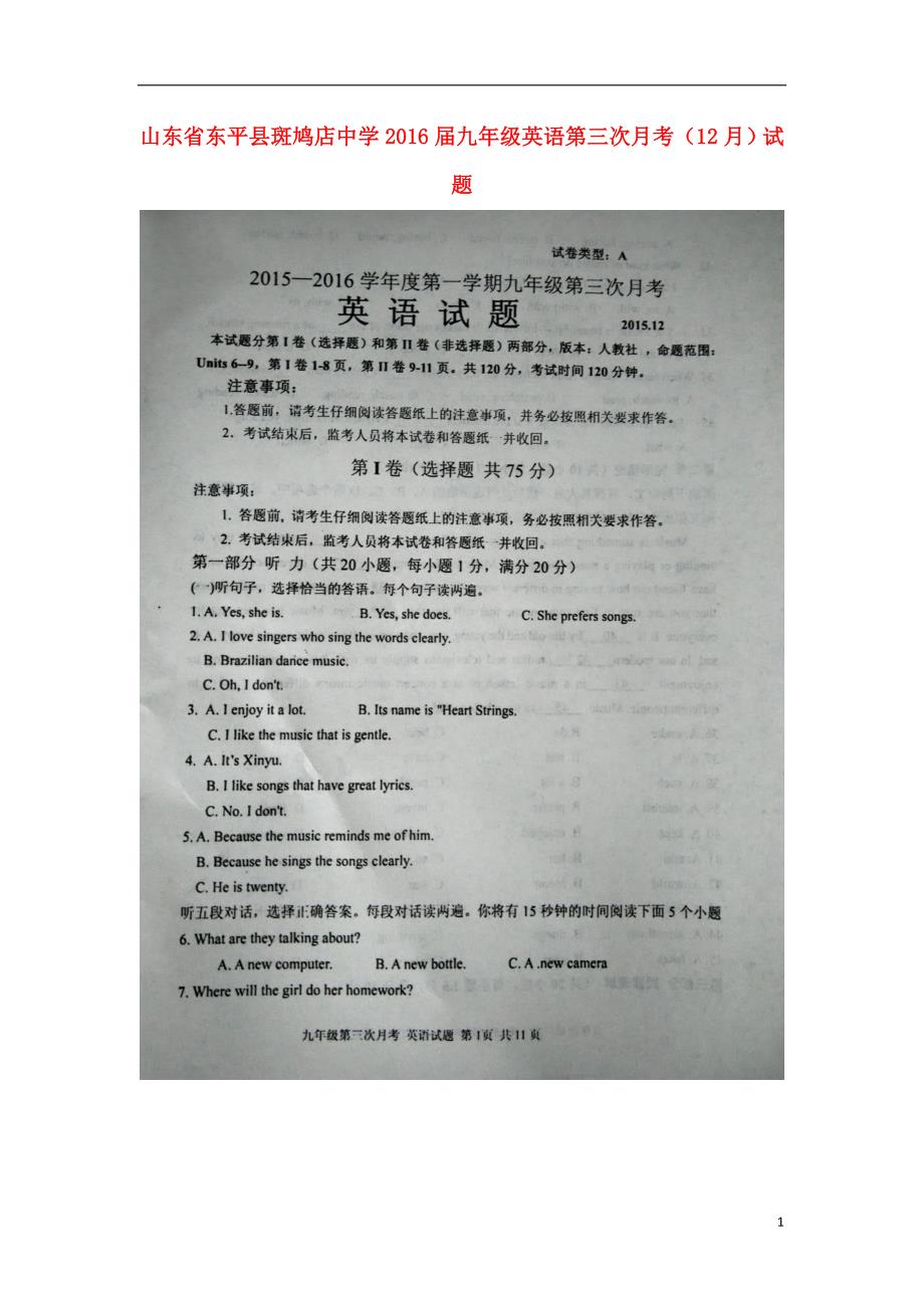 山东东平斑鸠店中学九级英语第三次月考人教新目标.doc_第1页