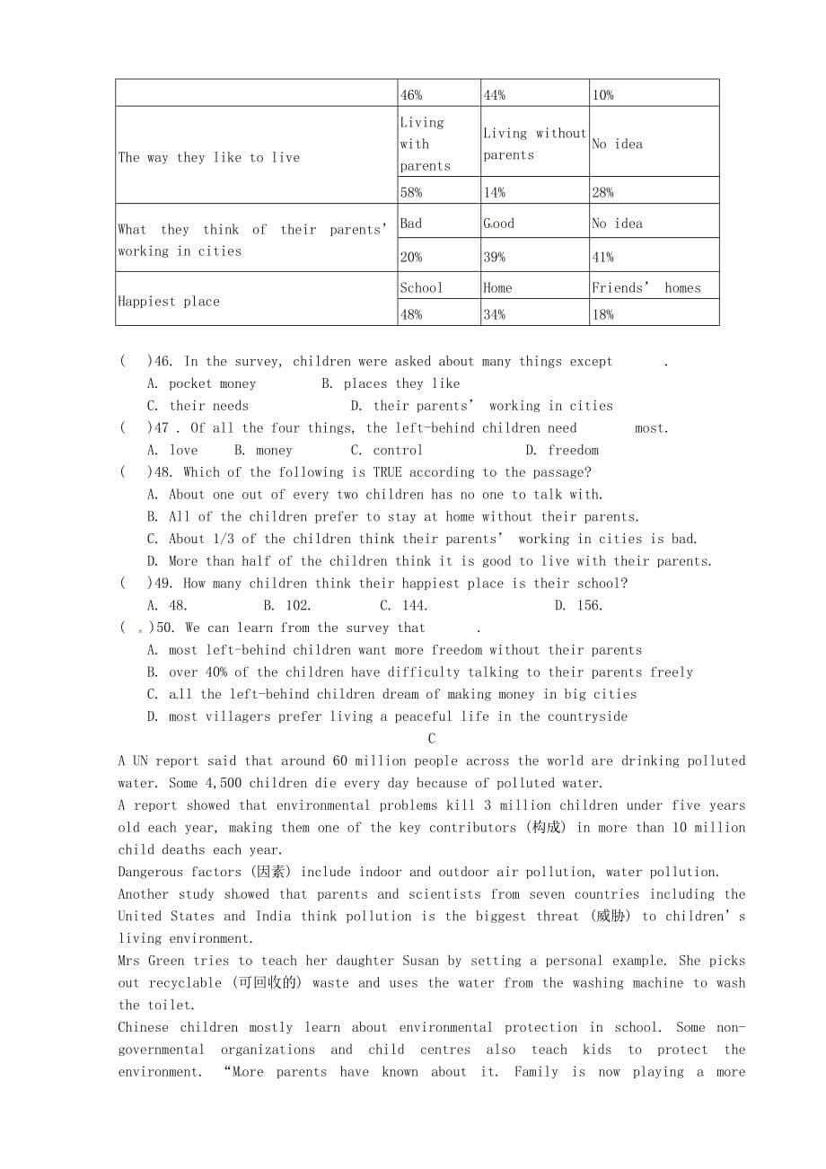 江苏省永丰县初级中学2020学年八年级英语下学期期末模拟试题 牛津版_第5页