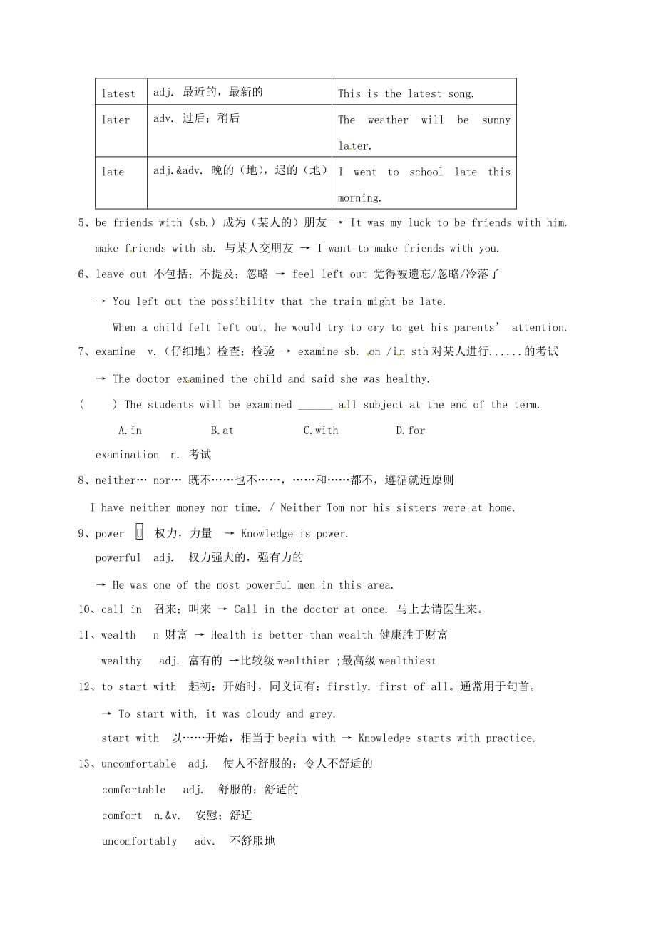 山东省临沂市兰山区义堂镇九年级英语全册 Unit 11 Sad movies make me cry Period 1 Section A（Words）导学案（无答案）（新版）人教新目标版_第2页