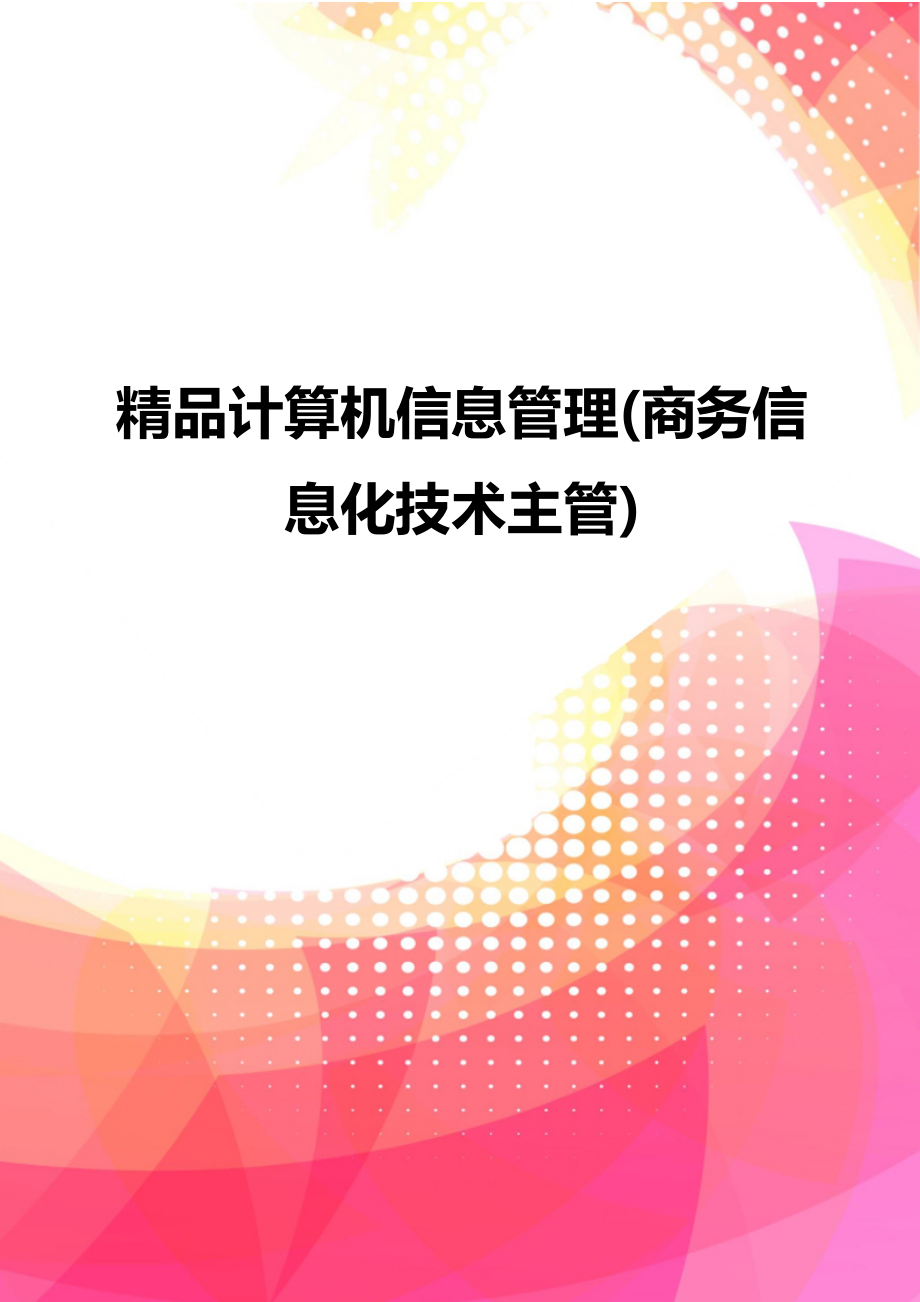 精品计算机信息管理(商务信息化技术主管)_第1页