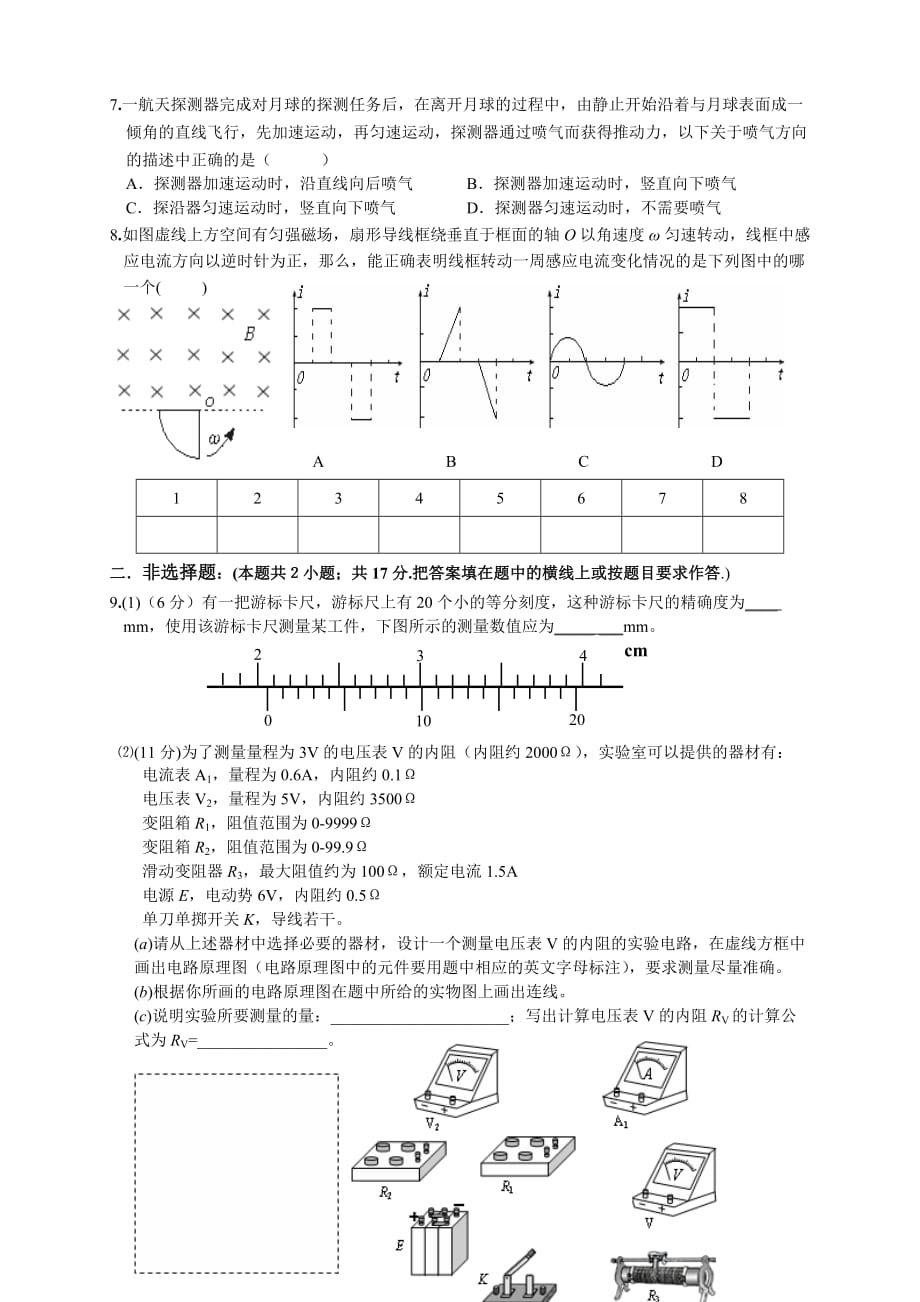 新课程地区高三物理模拟试题（六）_第2页