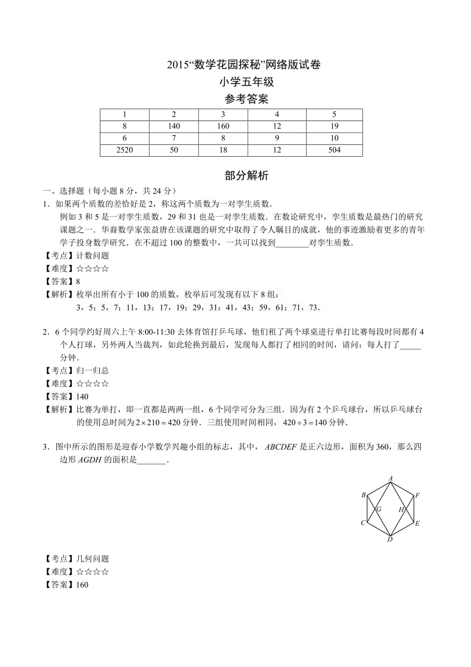 2015数学花园探秘网考五年级q_第4页