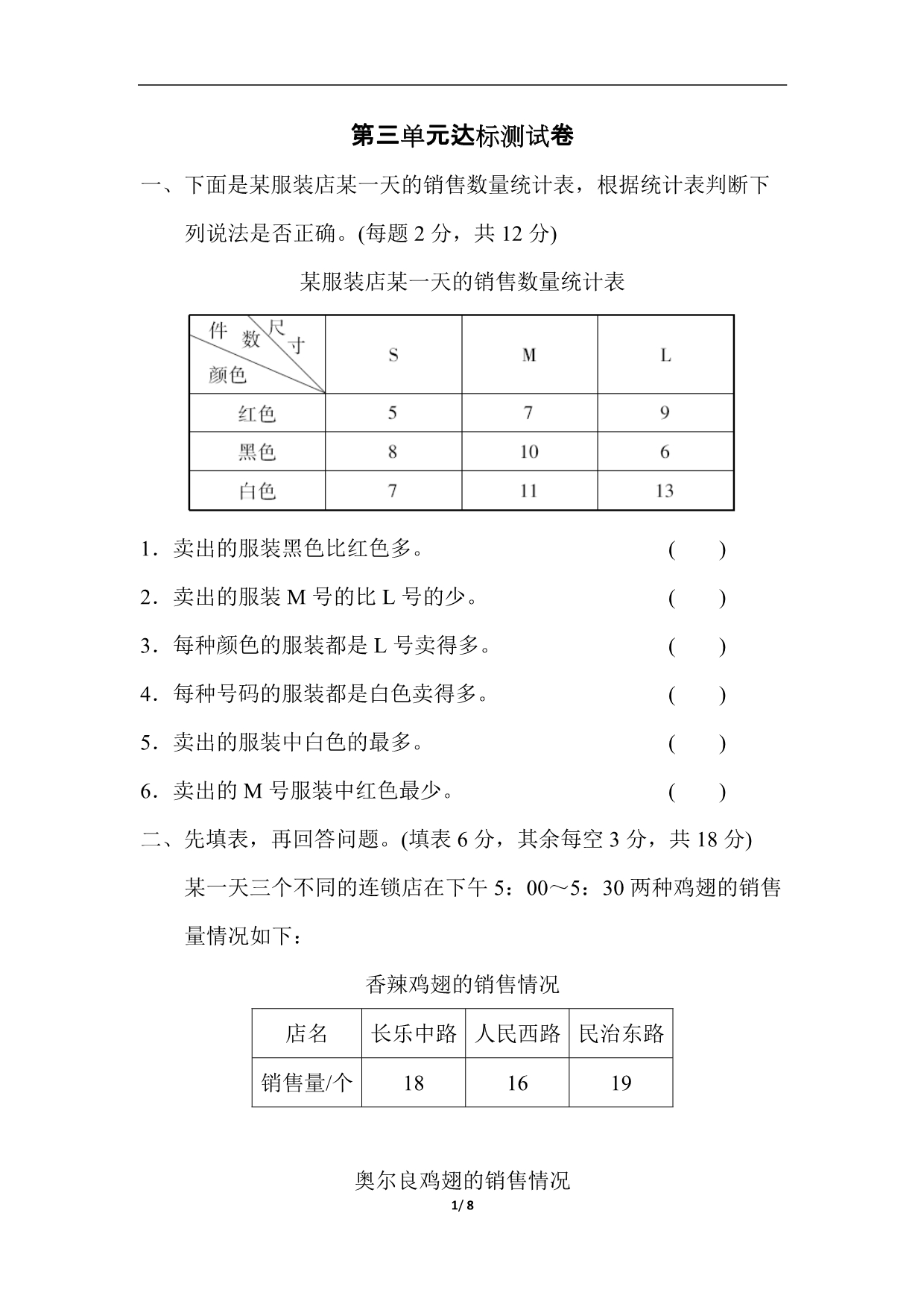 人教版数学三学年级下册第三单元测试卷.pdf_第1页