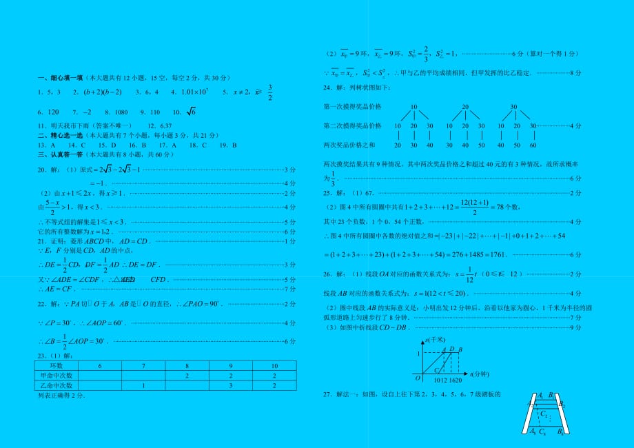 无锡市初中毕业暨高级中等学校招生数学试题_第4页