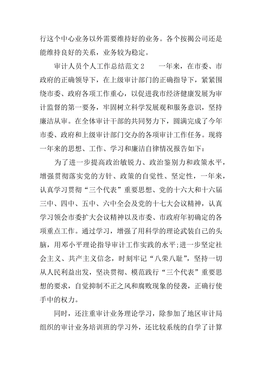 XX年审计人员个人工作总结4篇_第2页