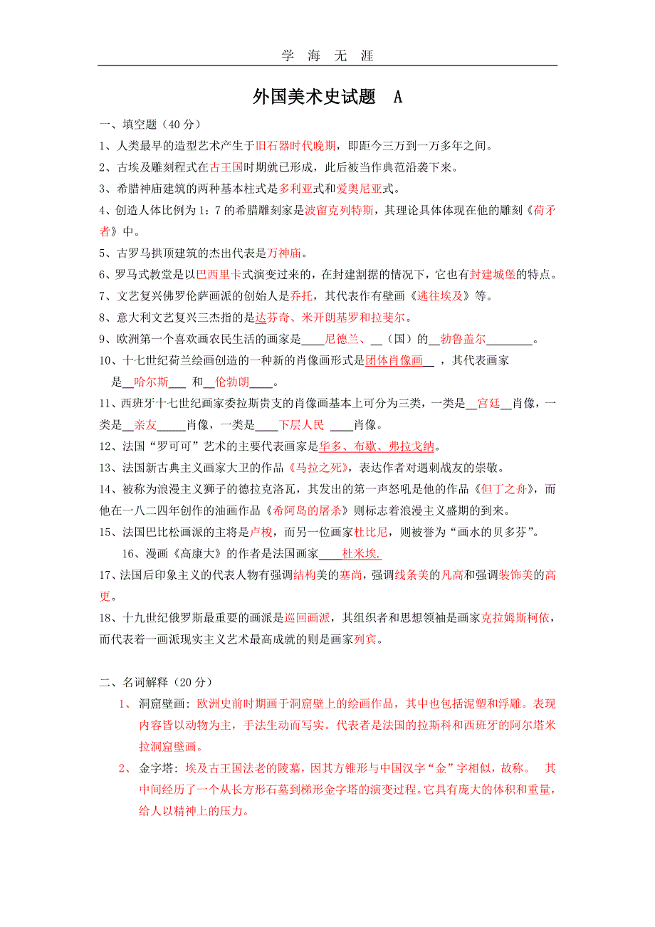 2020年整理外国美术史_复习提纲__大学期末考试简单试题总结.pdf_第1页