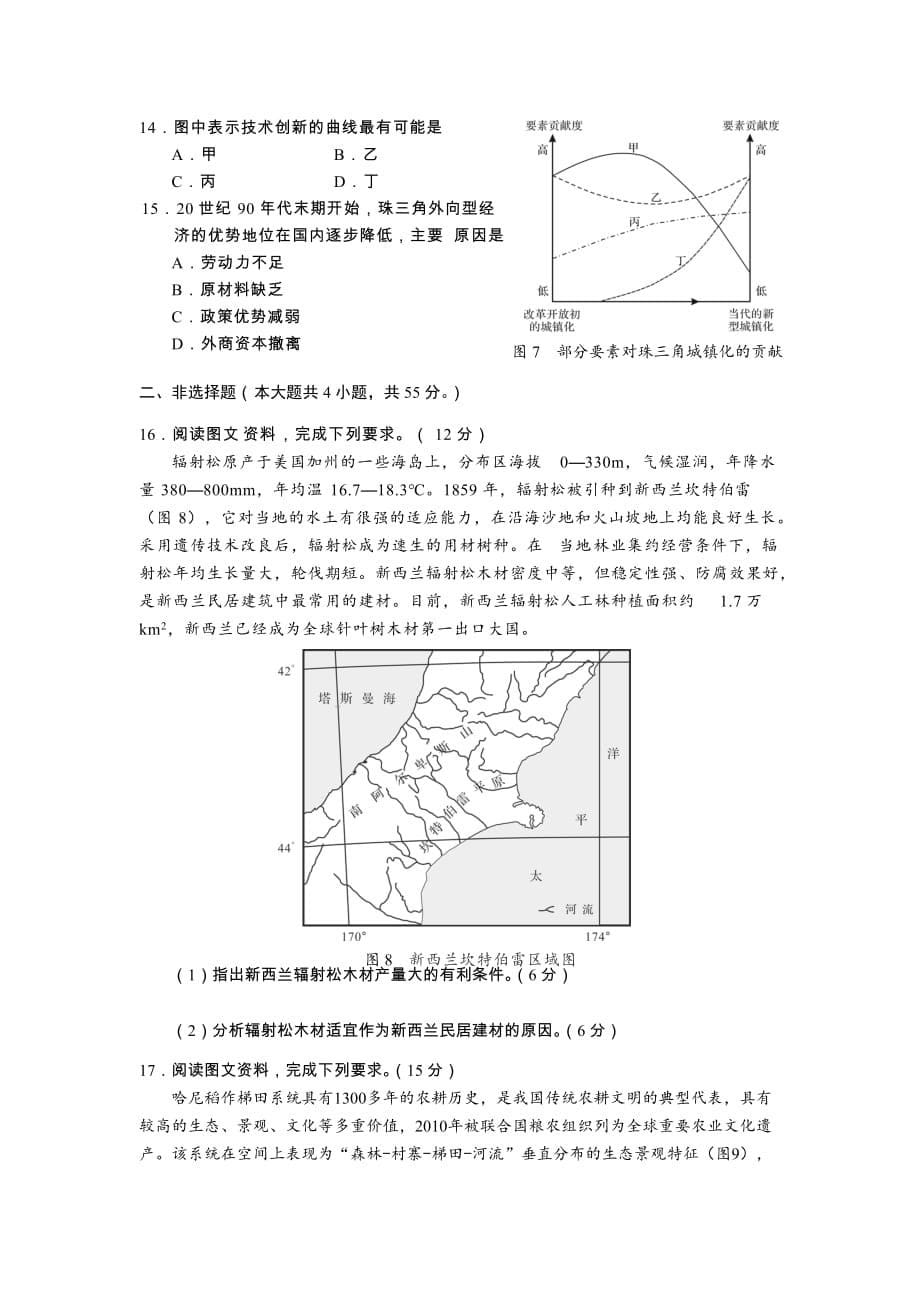 山东省菏泽市2020届高三学业水平模拟考试地理试卷word版_第5页