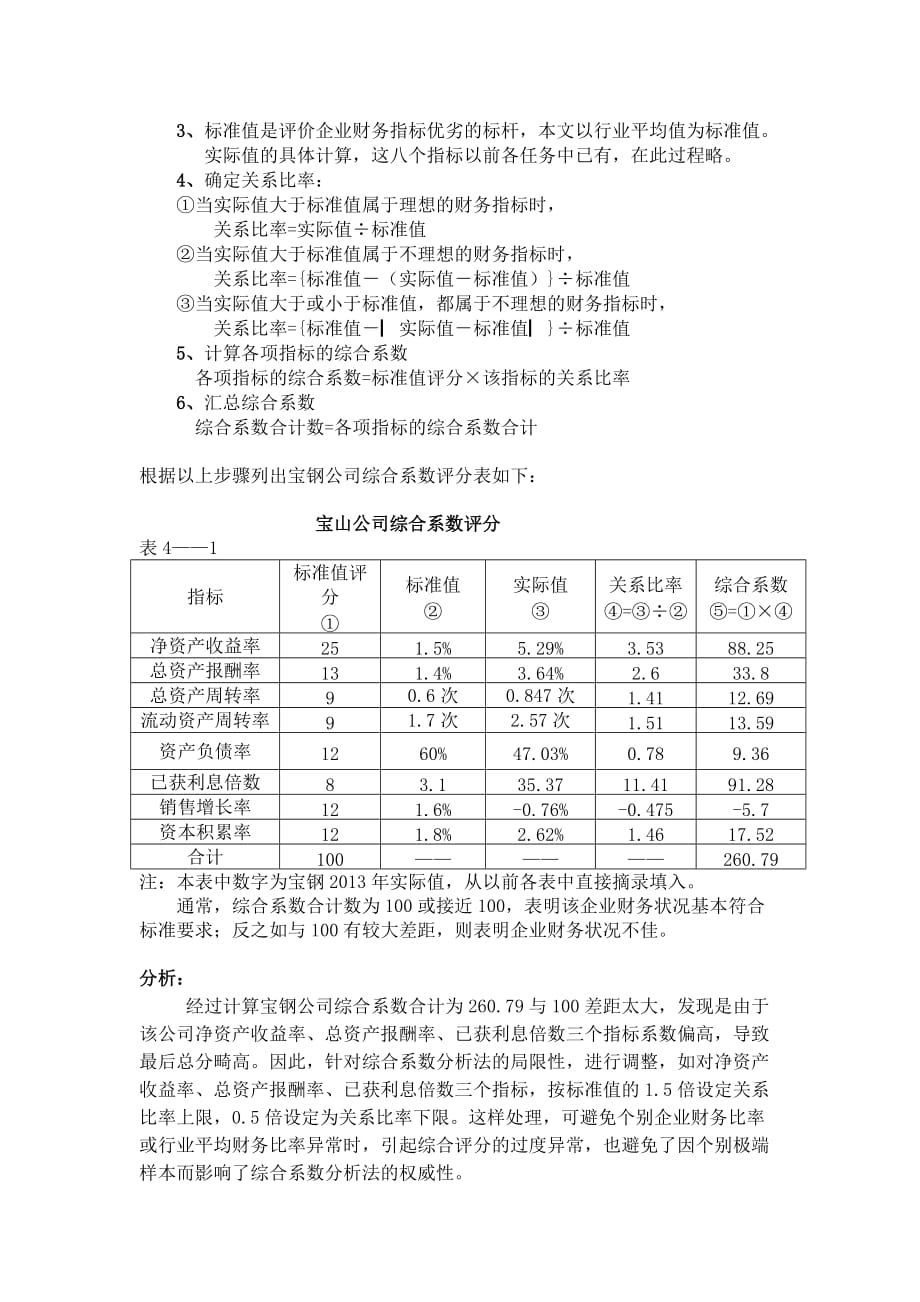 2015年电大形成性考试财务报表分析作业任务4(宝钢)_第2页