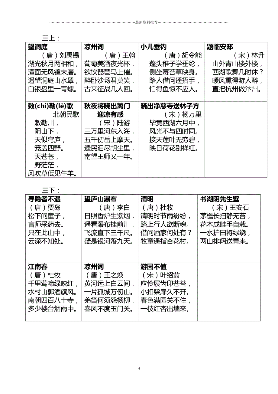 人教版 一年级必背古诗 必读书目精编版_第4页