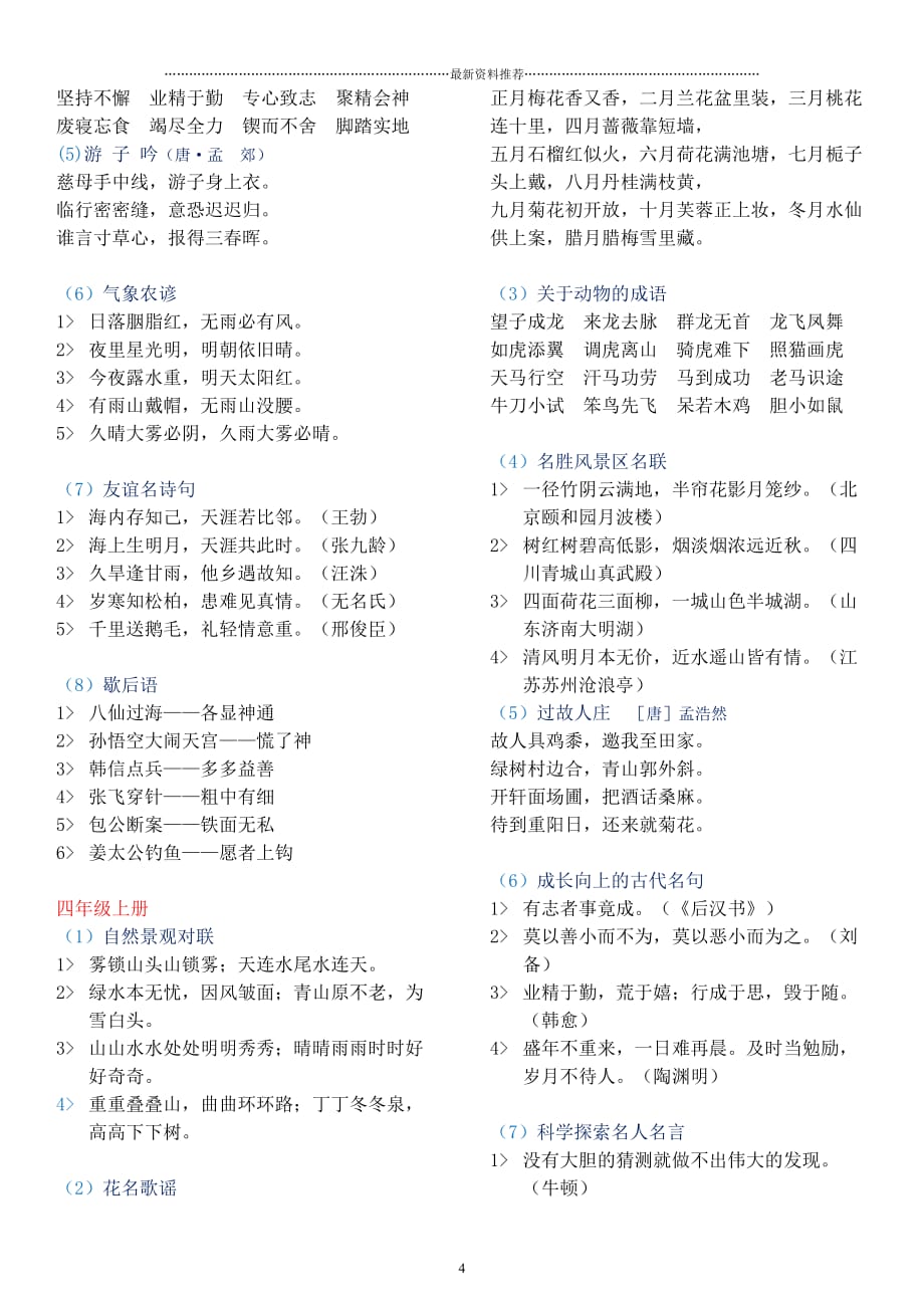 人教版小学1-6年级日积月累(全)精编版_第4页