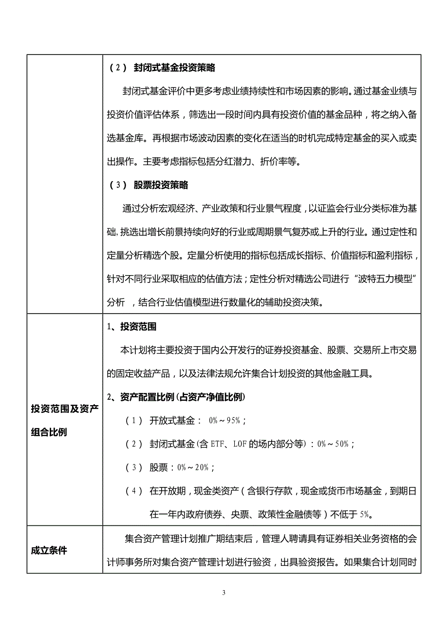 精品君得益二号优选基金集合资产管理计划基本情况表_第3页