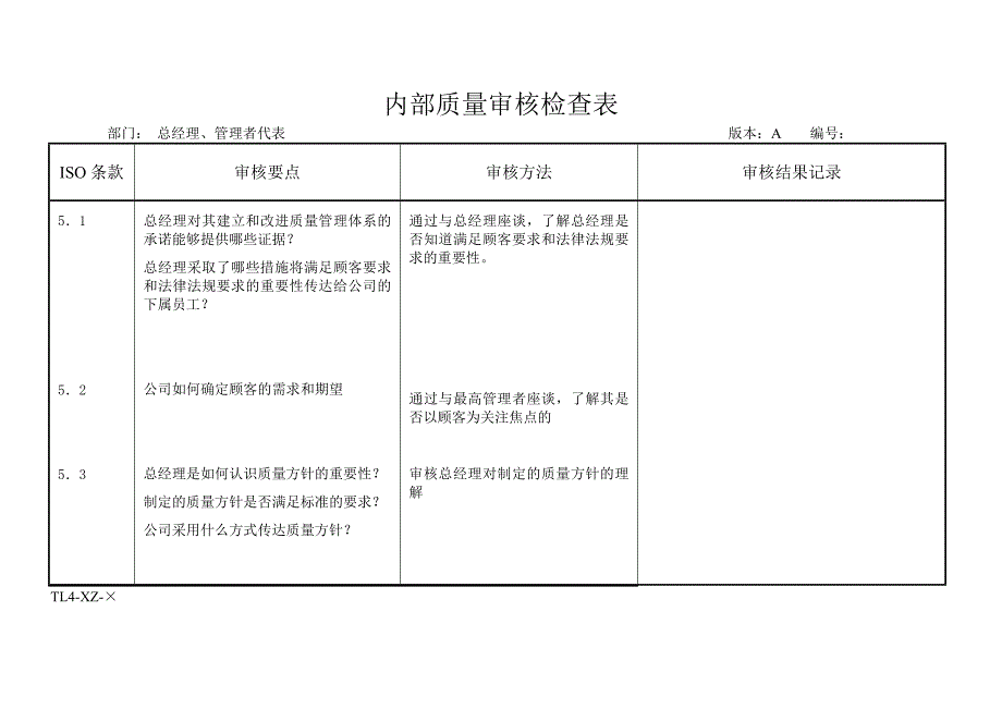 【推荐】内部质量审核检查表_第1页