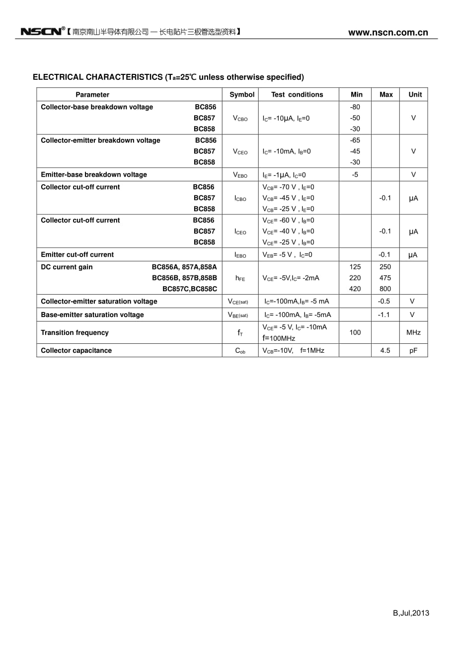BC857贴片三极管规格书_第2页