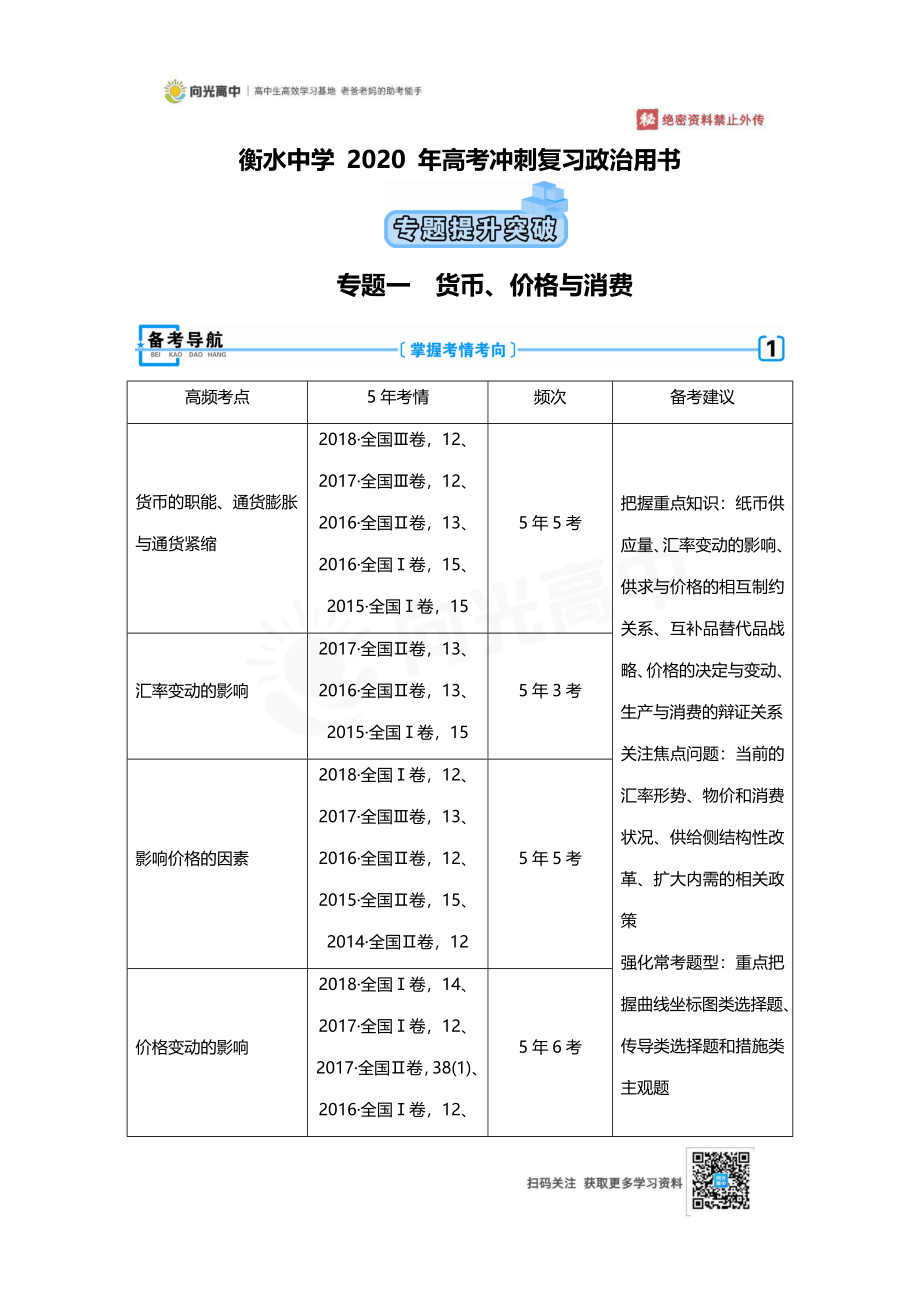 衡水中学2020年高考冲刺复习政治用书_第1页