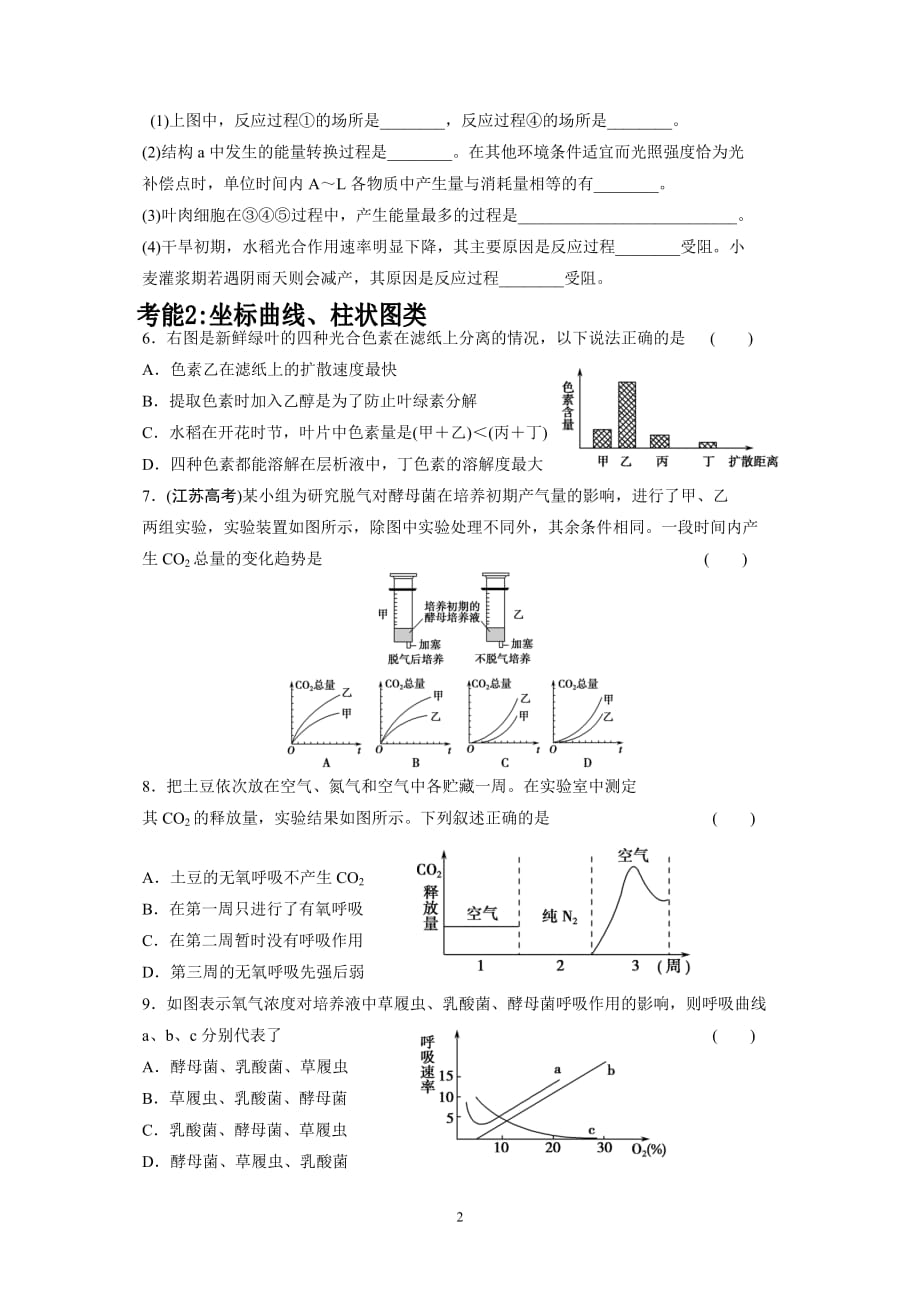 细胞代谢专题练习(一)_第2页