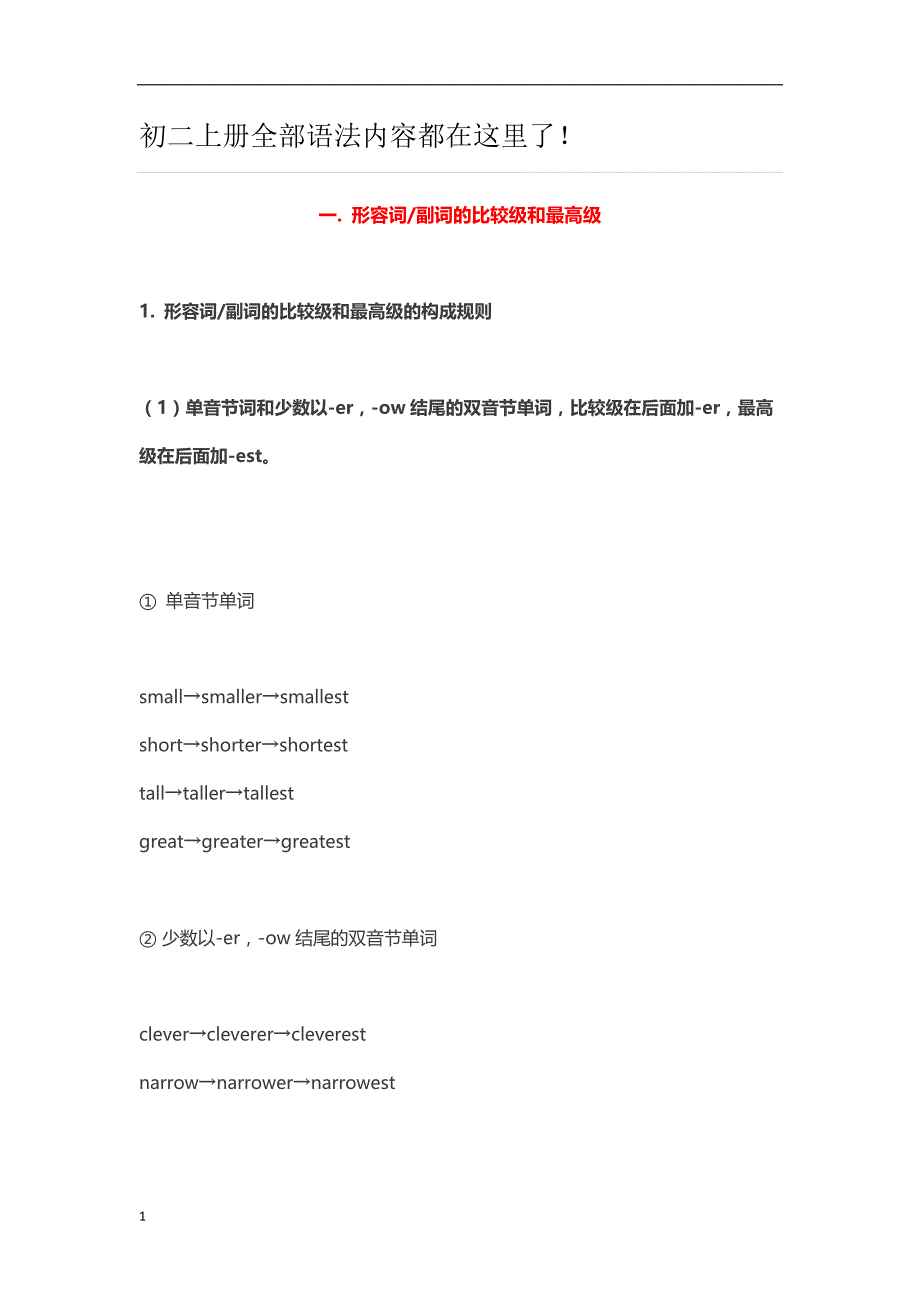 初二上册全部语法内容都在这里了！电子教案_第1页